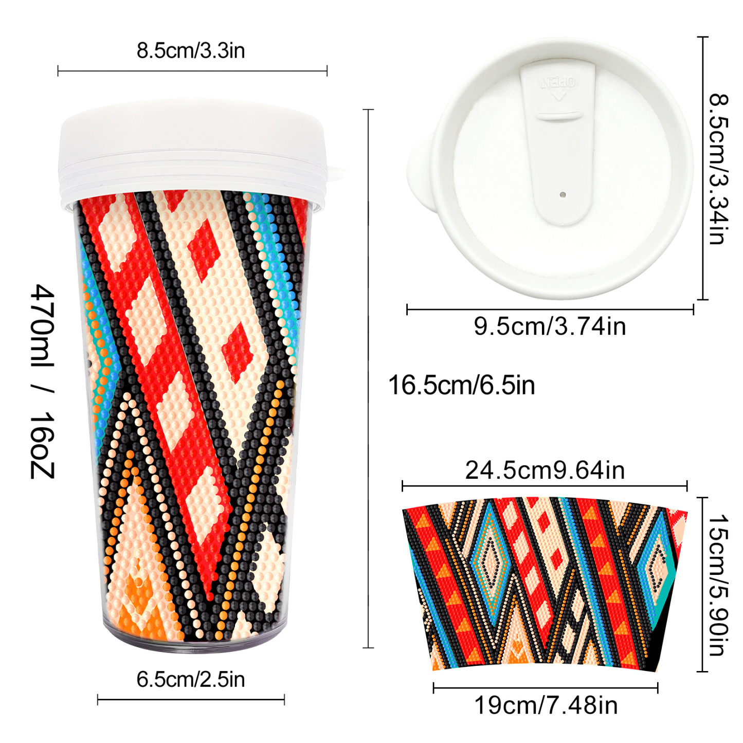 Customized diamond painting cup, Amazon cross-border handmade gift, drinkable water cup, brick and stone painting cup
