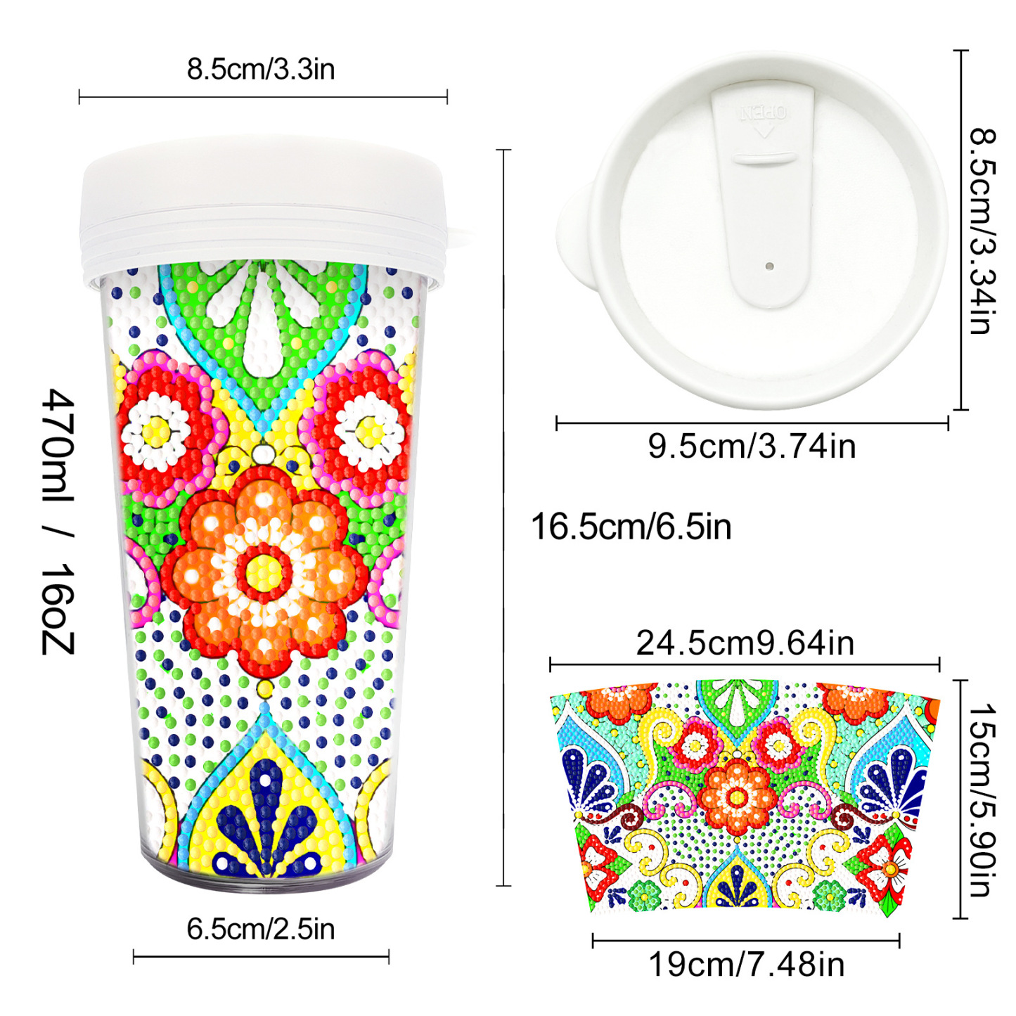 Customized diamond painting cup, Amazon cross-border handmade gift, drinkable water cup, brick and stone painting cup