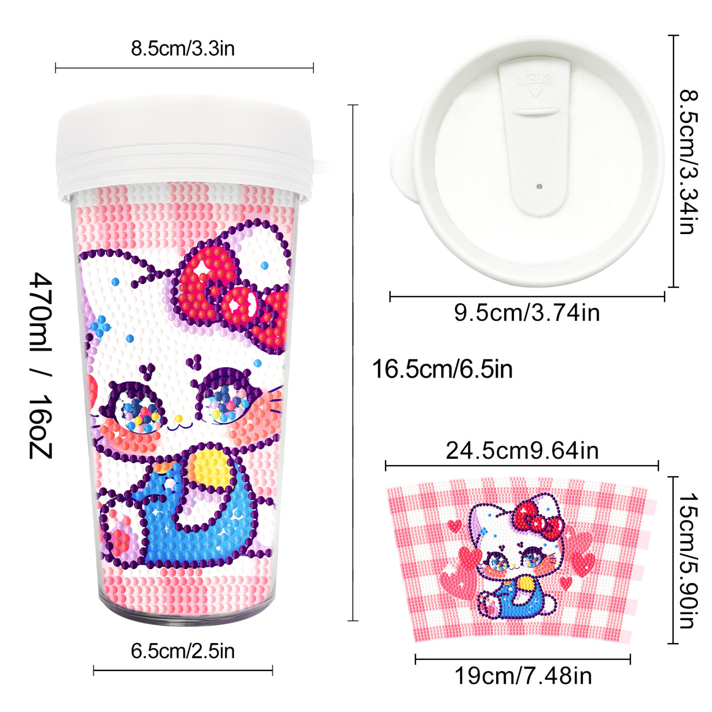 Customized diamond painting cup, Amazon cross-border handmade gift, drinkable water cup, brick and stone painting cup