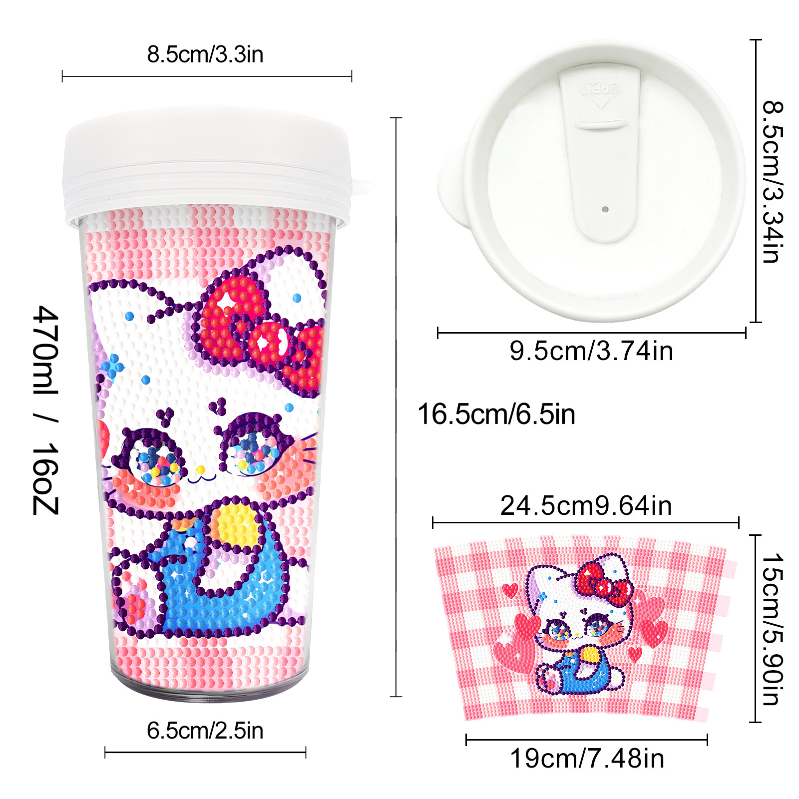 Customized diamond painting cup, Amazon cross-border handmade gift, drinkable water cup, brick and stone painting cup