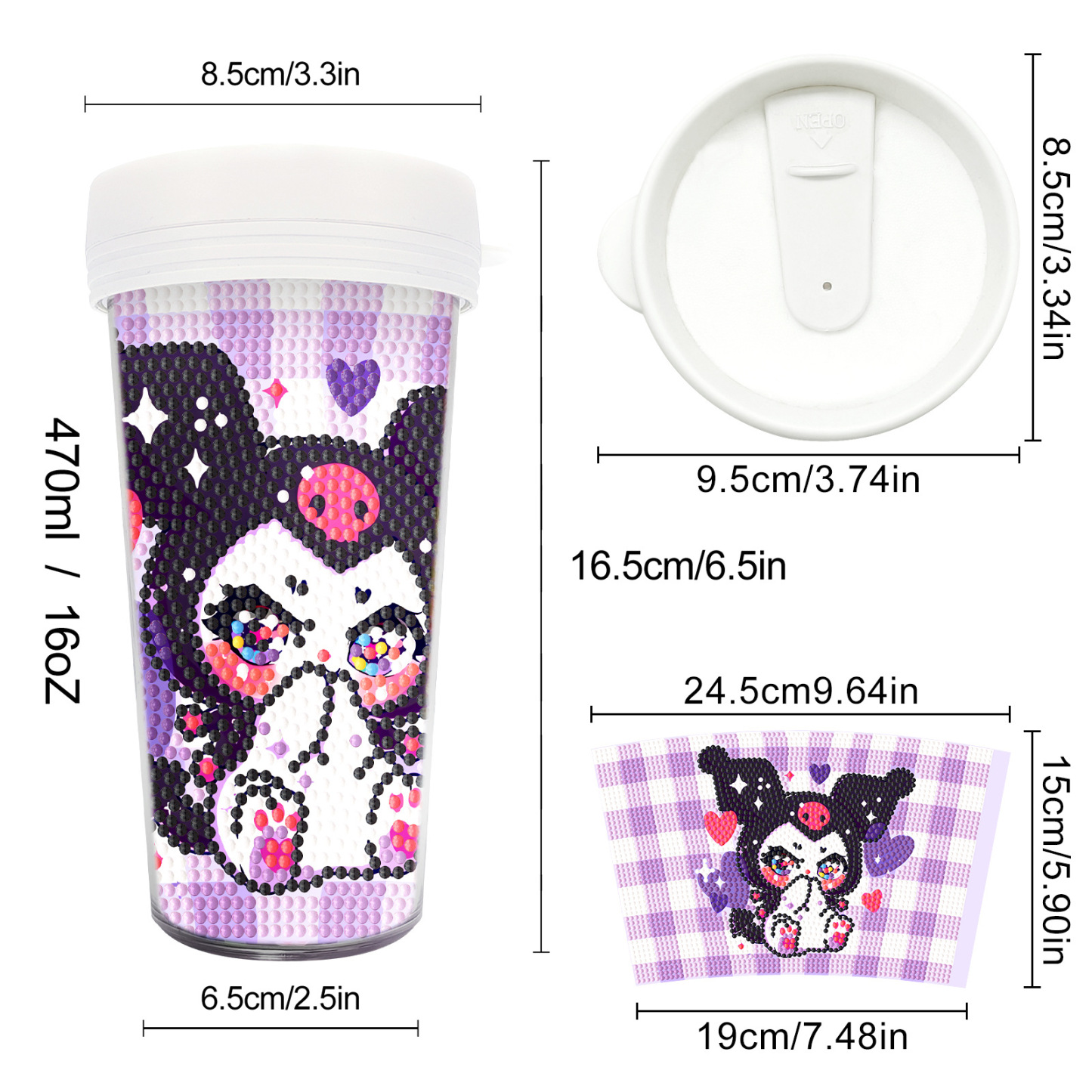 Customized diamond painting cup, Amazon cross-border handmade gift, drinkable water cup, brick and stone painting cup