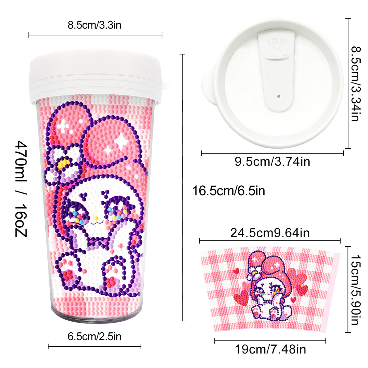 Customized diamond painting cup, Amazon cross-border handmade gift, drinkable water cup, brick and stone painting cup