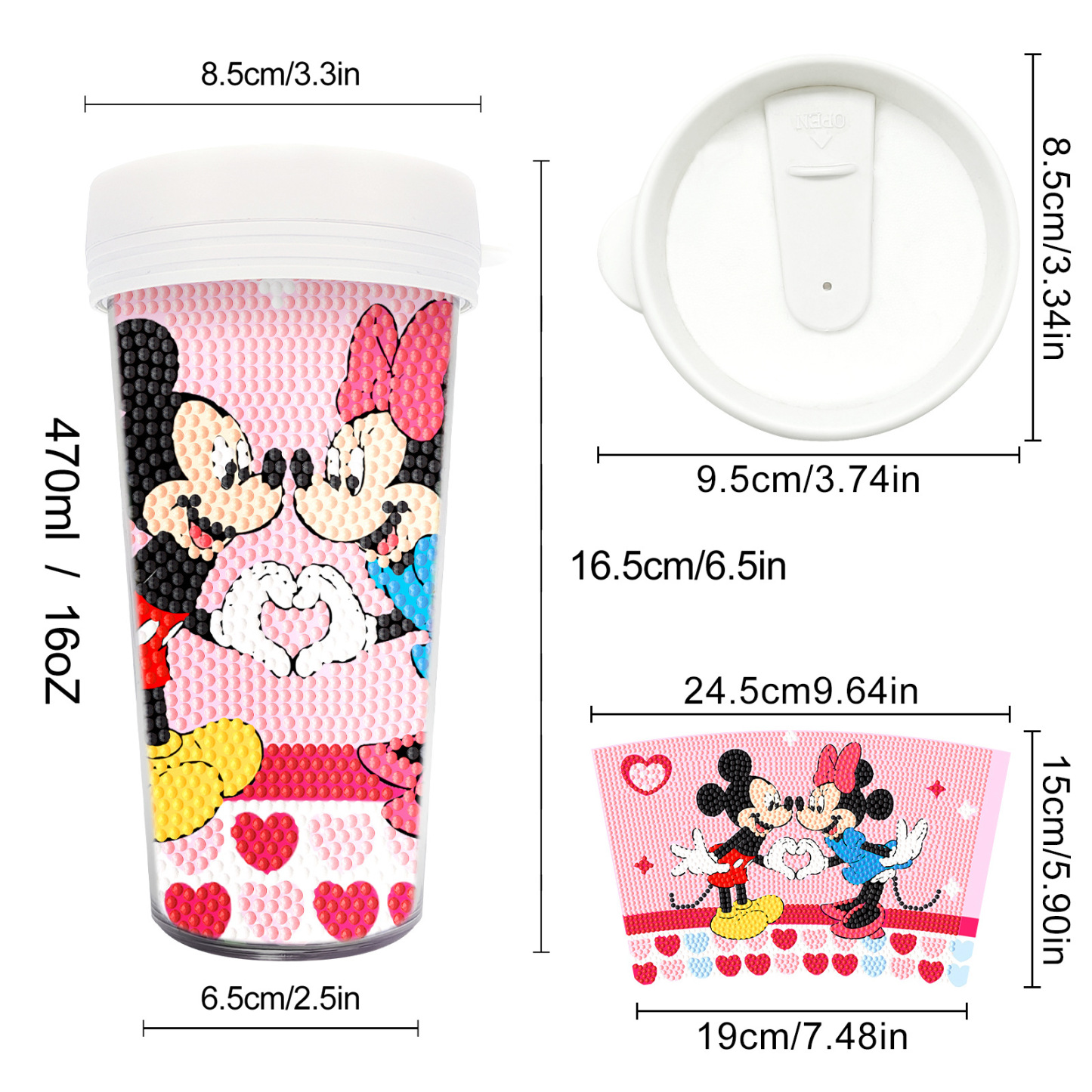 Customized diamond painting cup, Amazon cross-border handmade gift, drinkable water cup, brick and stone painting cup