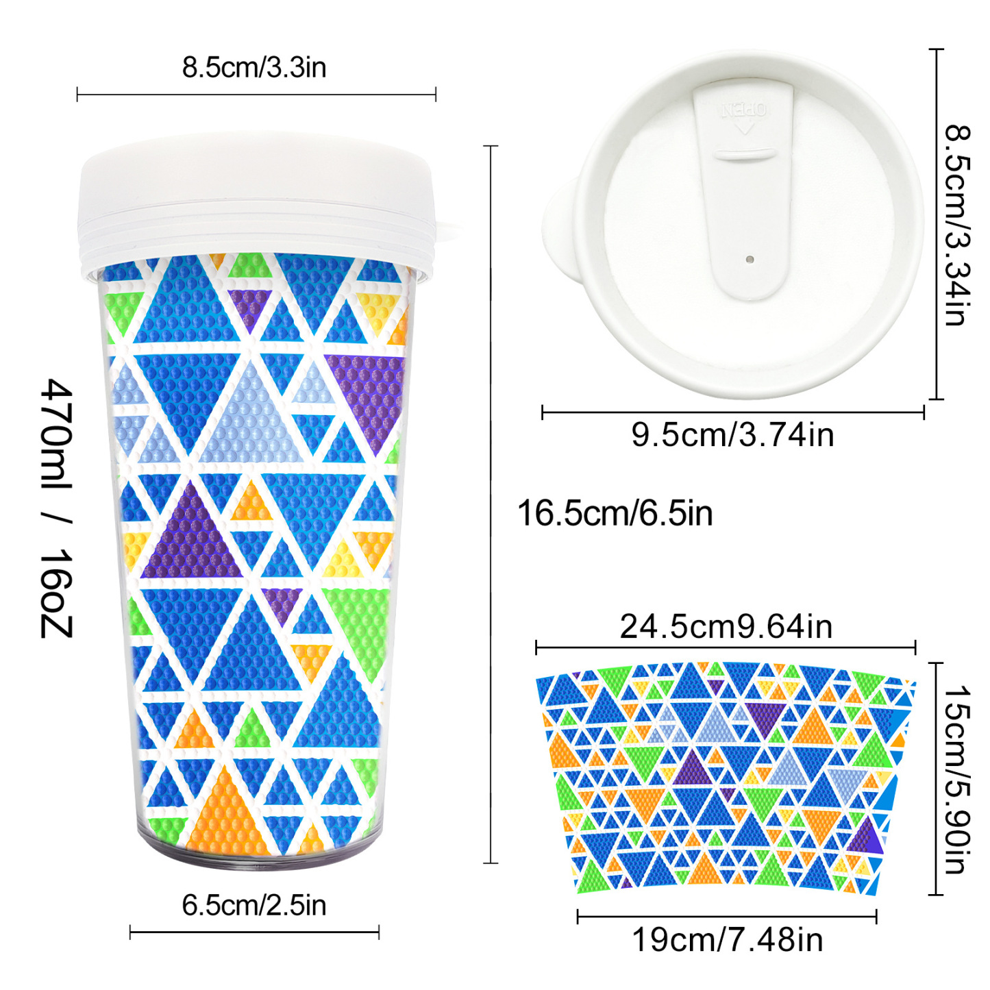 Customized diamond painting cup, Amazon cross-border handmade gift, drinkable water cup, brick and stone painting cup