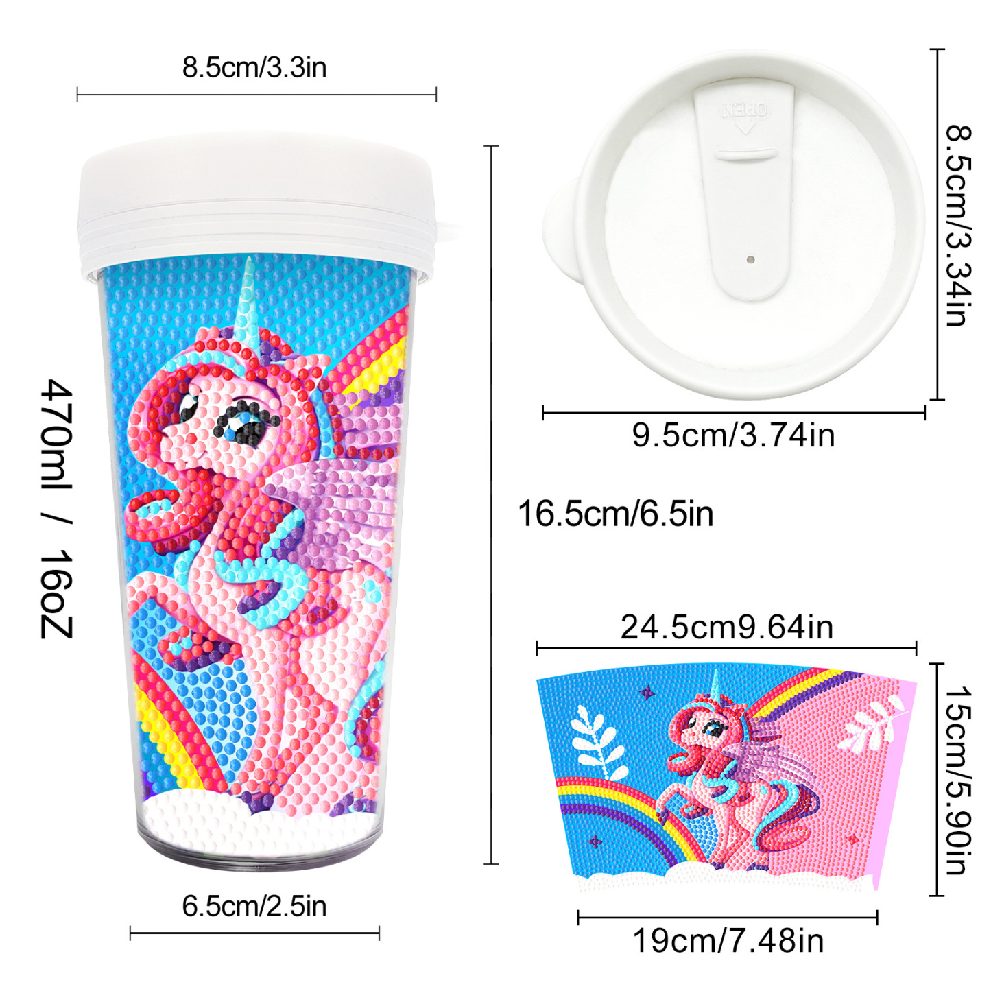 Customized diamond painting cup, Amazon cross-border handmade gift, drinkable water cup, brick and stone painting cup
