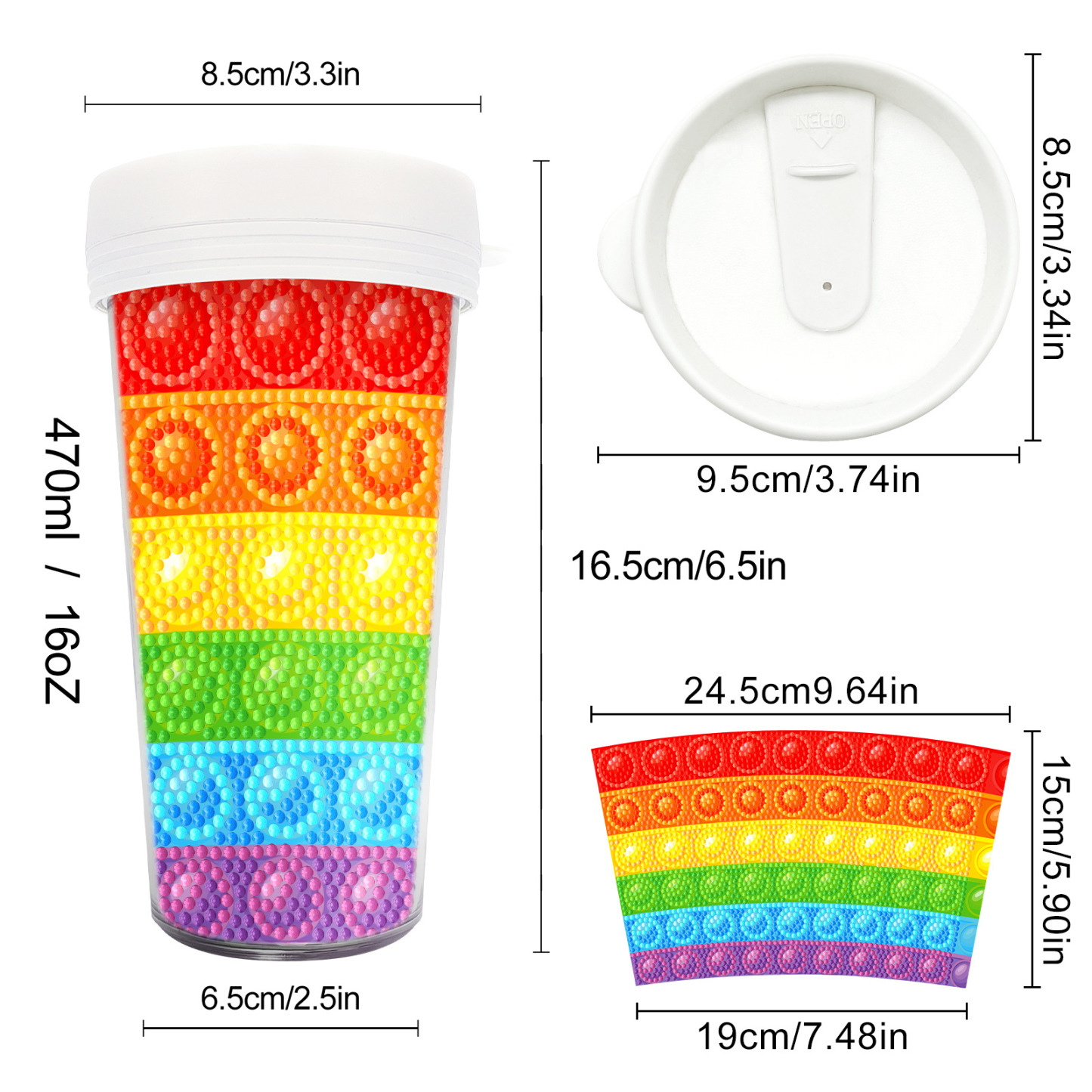 Customized diamond painting cup, Amazon cross-border handmade gift, drinkable water cup, brick and stone painting cup