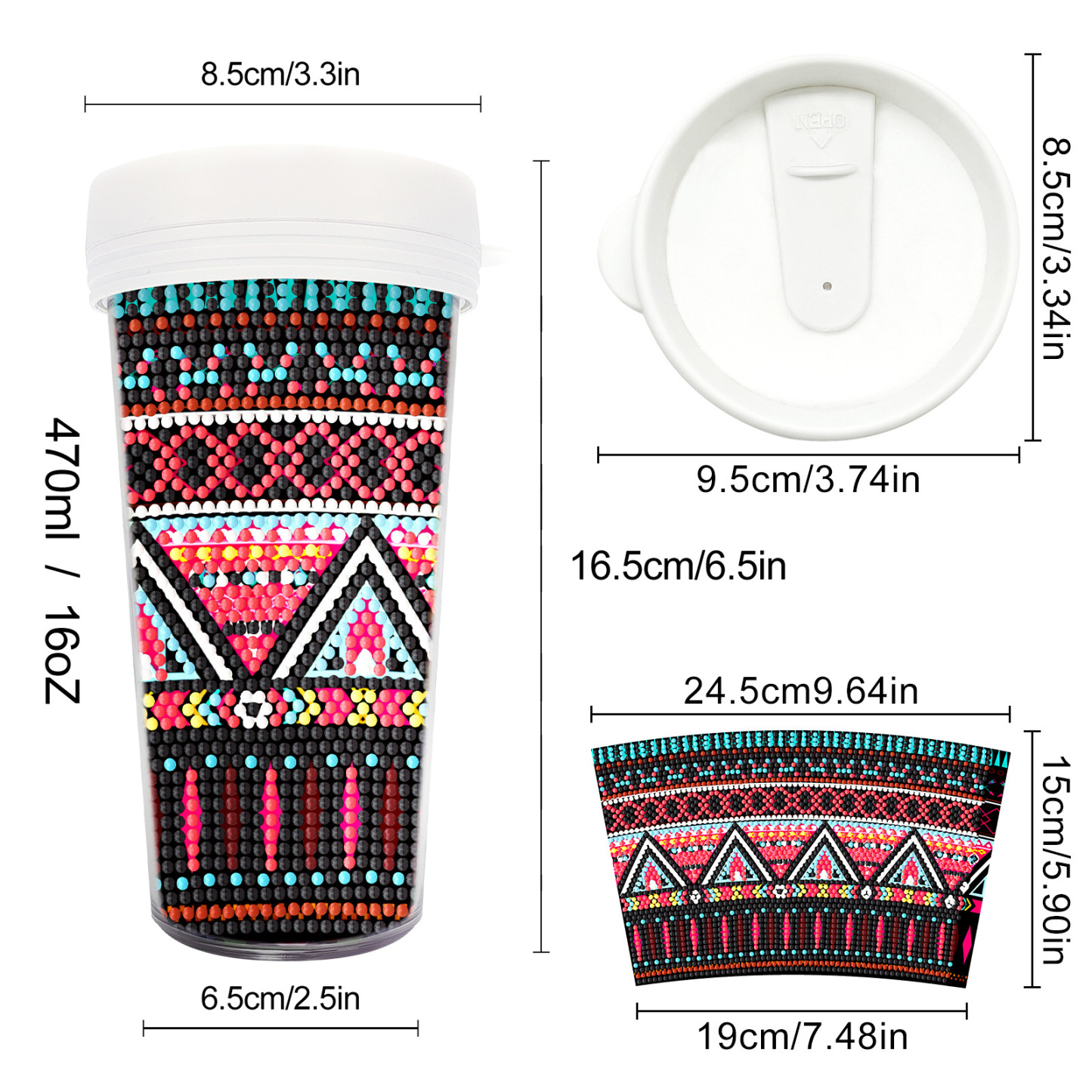 Customized diamond painting cup, Amazon cross-border handmade gift, drinkable water cup, brick and stone painting cup