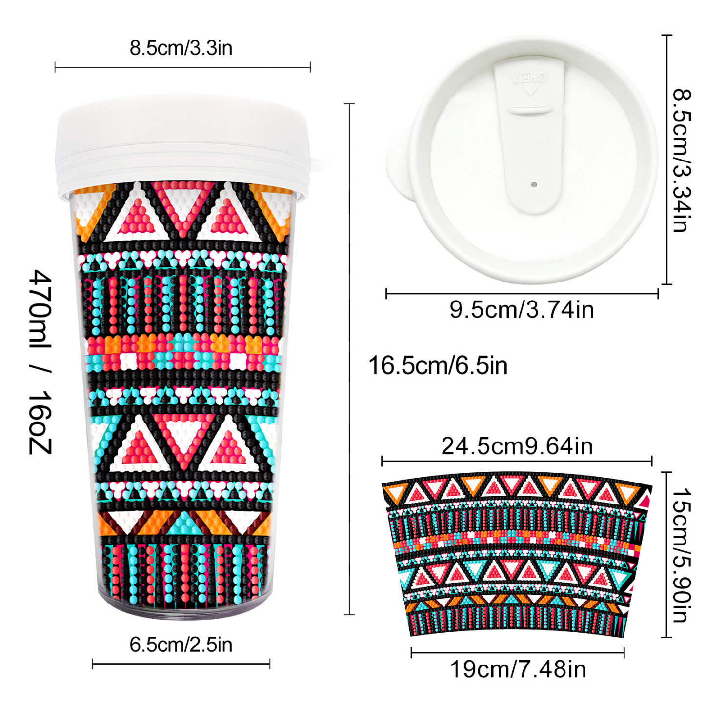 Customized diamond painting cup, Amazon cross-border handmade gift, drinkable water cup, brick and stone painting cup