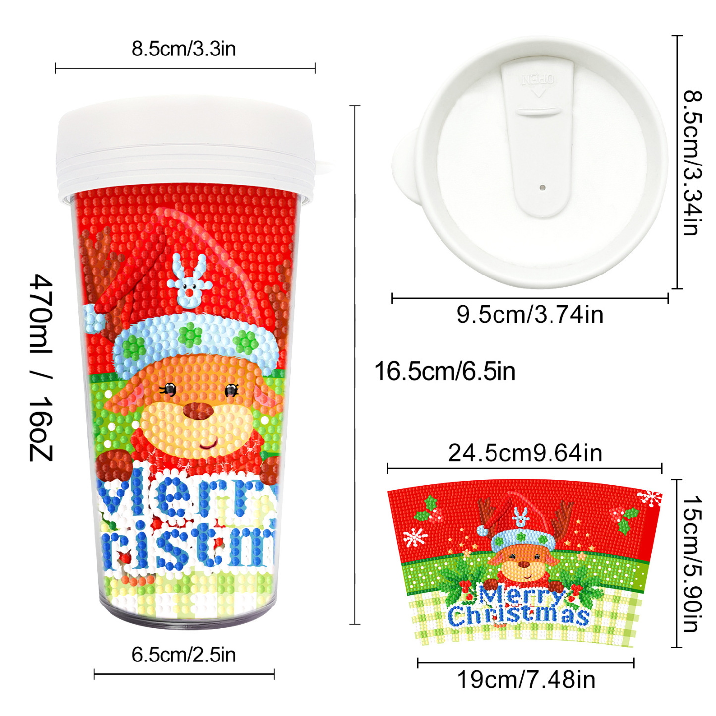Customized diamond painting cup, Amazon cross-border handmade gift, drinkable water cup, brick and stone painting cup