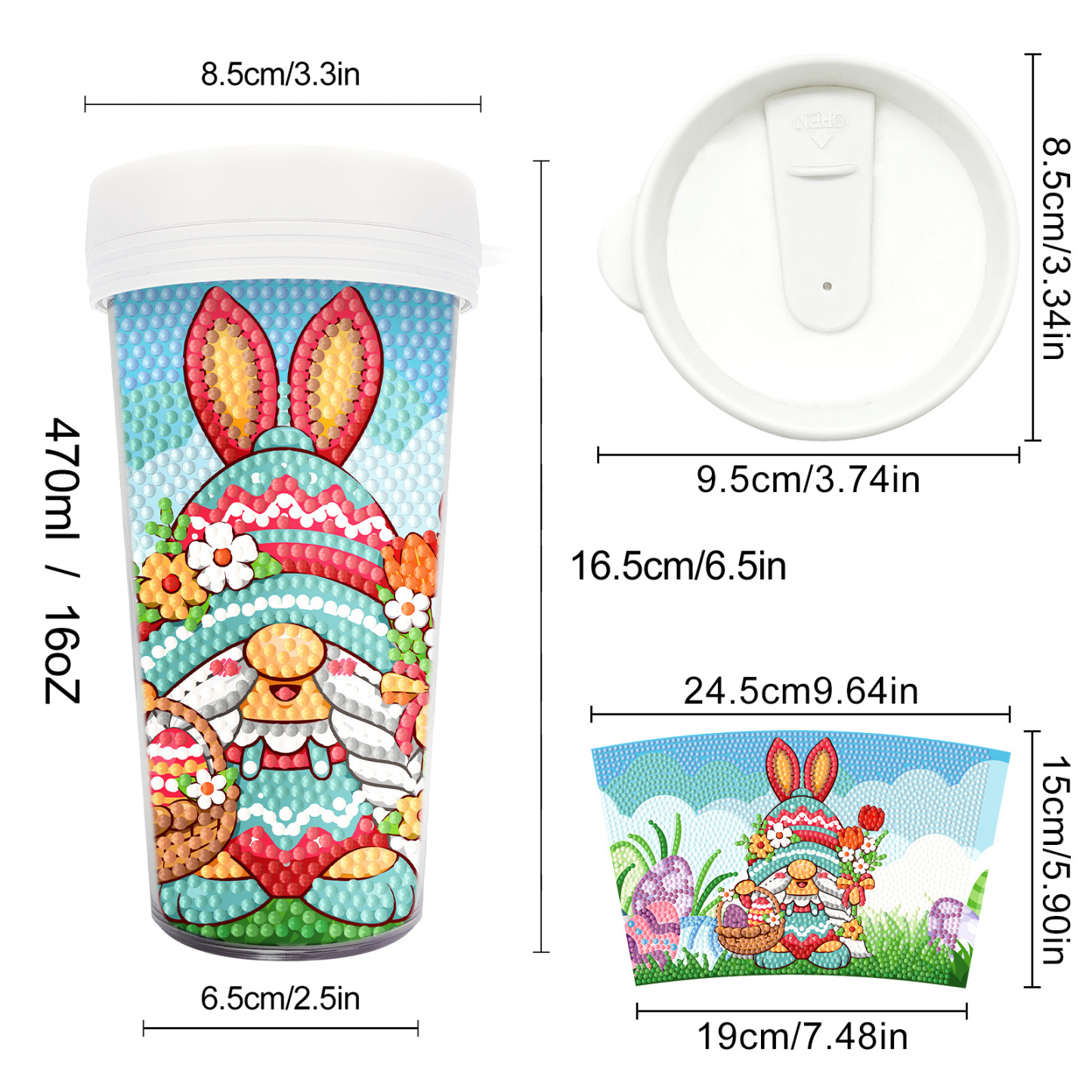 Customized diamond painting cup, Amazon cross-border handmade gift, drinkable water cup, brick and stone painting cup