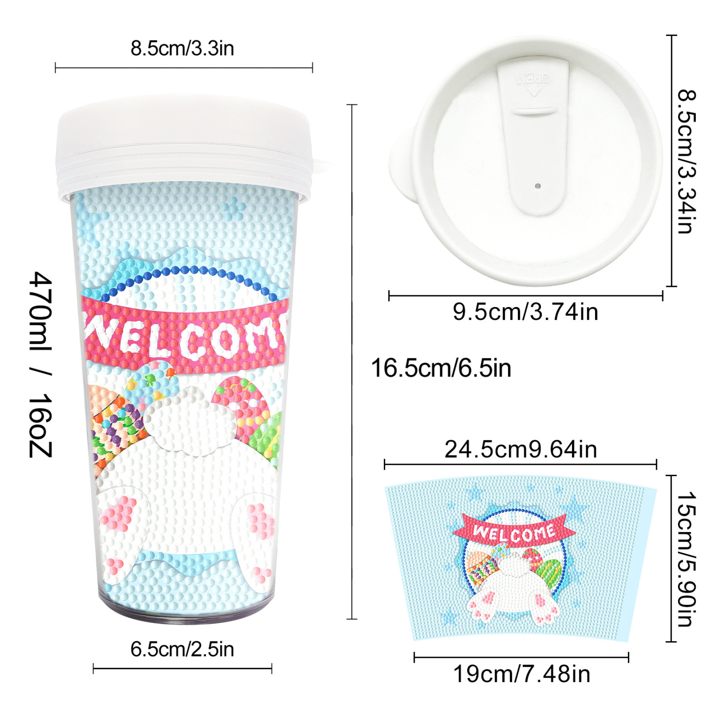 Customized diamond painting cup, Amazon cross-border handmade gift, drinkable water cup, brick and stone painting cup