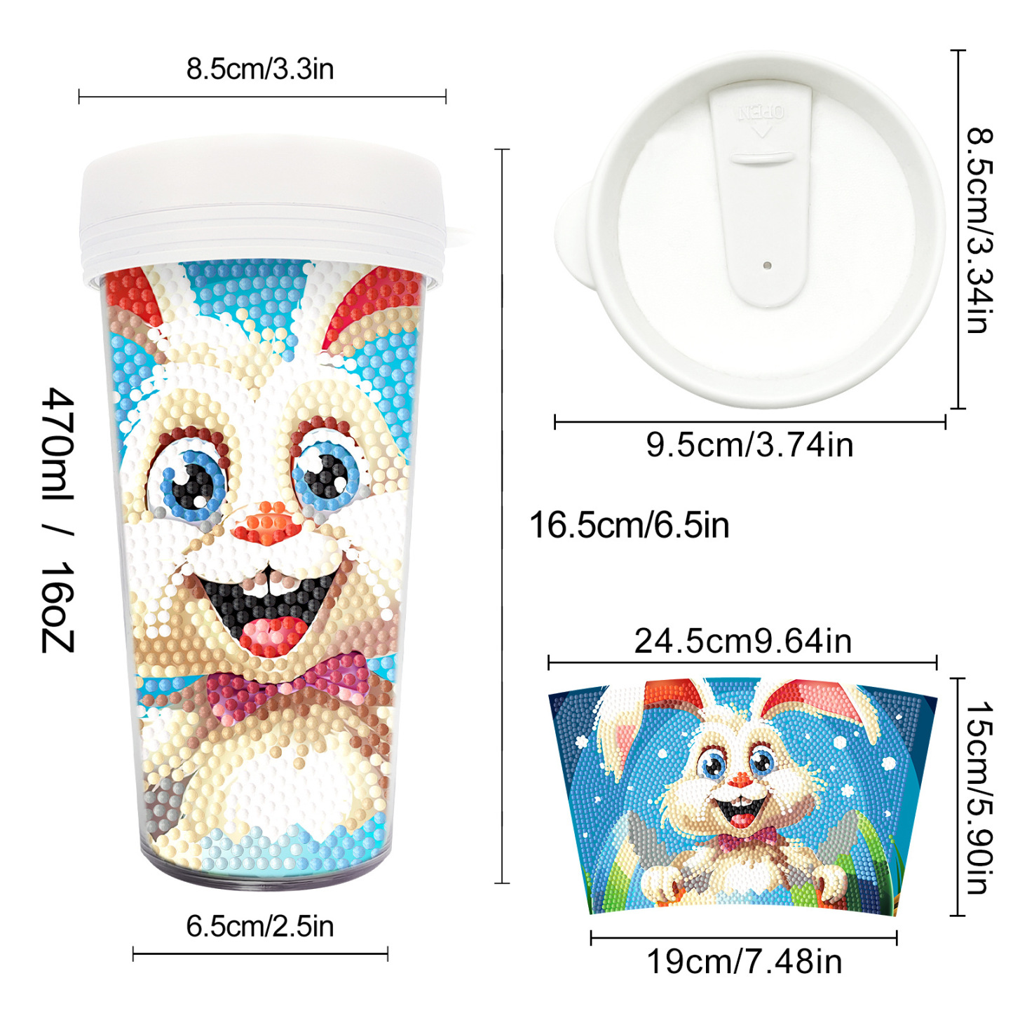 Customized diamond painting cup, Amazon cross-border handmade gift, drinkable water cup, brick and stone painting cup