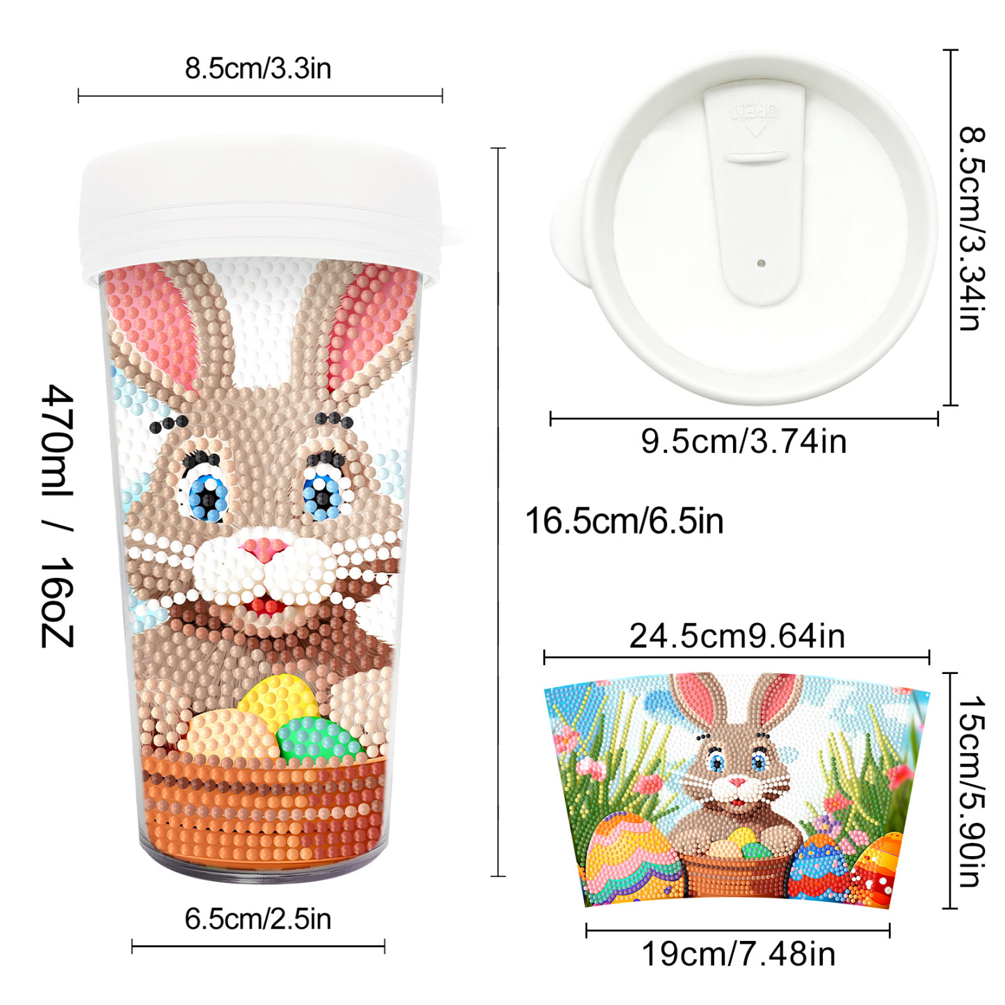 Customized diamond painting cup, Amazon cross-border handmade gift, drinkable water cup, brick and stone painting cup