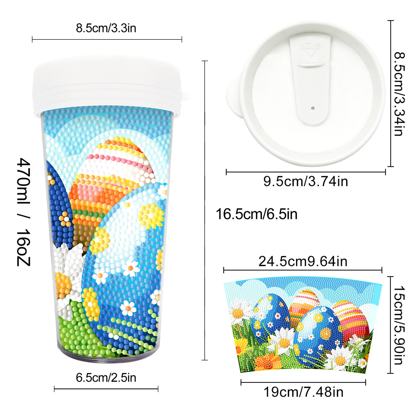 Customized diamond painting cup, Amazon cross-border handmade gift, drinkable water cup, brick and stone painting cup