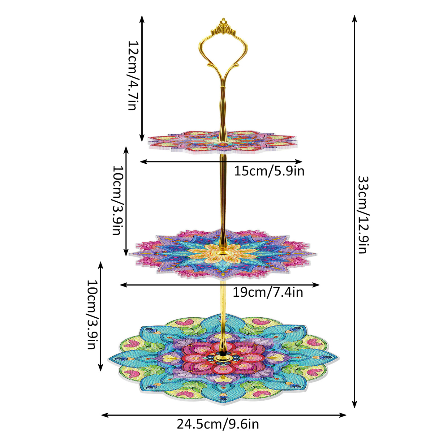 Cross border DIY diamond painting three-layer three-dimensional bracket dining plate Mandala diamond painting 5d diamond embroidery dessert bracket