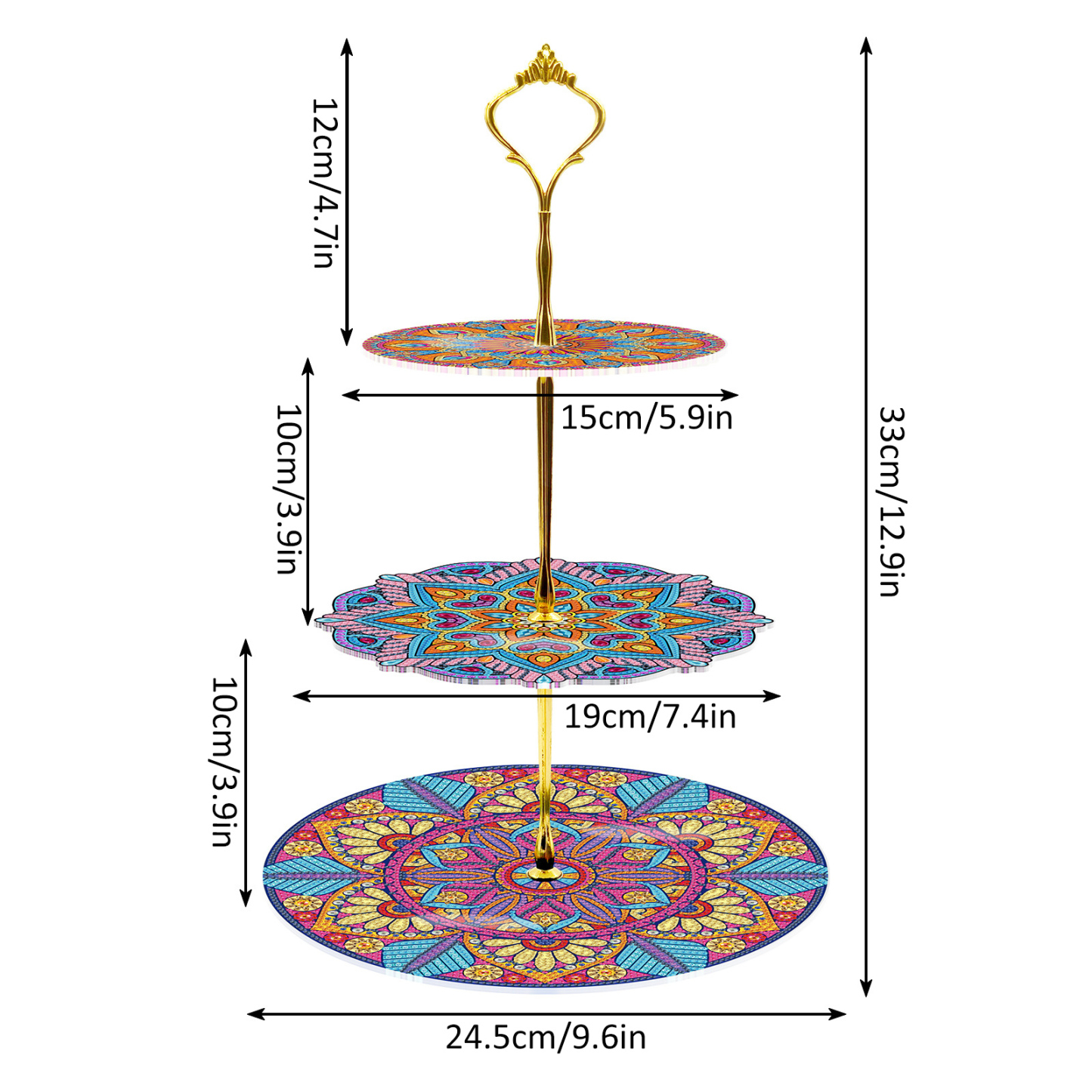 Cross border DIY diamond painting three-layer three-dimensional bracket dining plate Mandala diamond painting 5d diamond embroidery dessert bracket