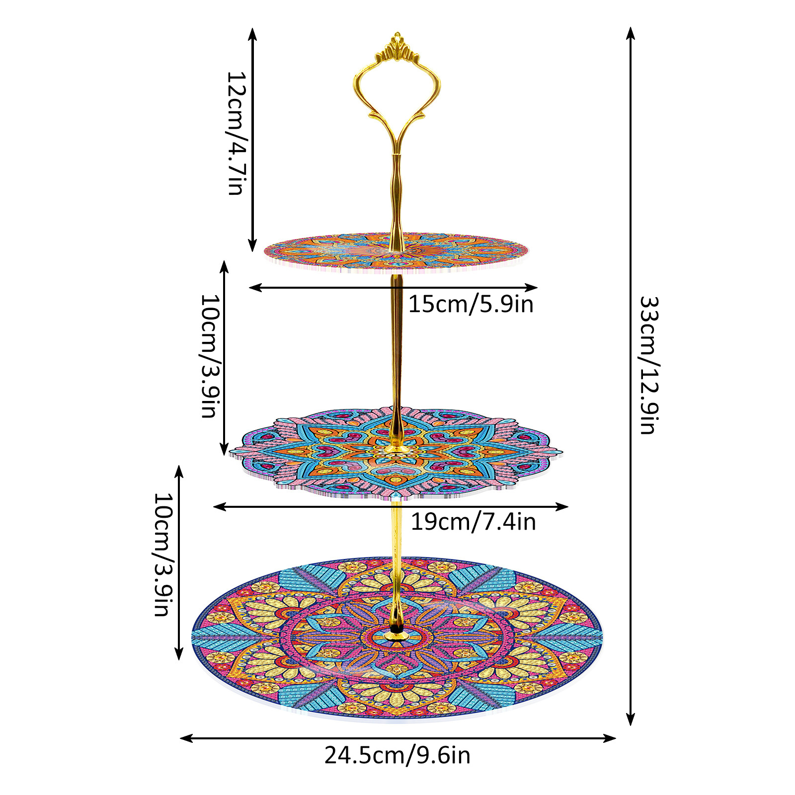 Cross border DIY diamond painting three-layer three-dimensional bracket dining plate Mandala diamond painting 5d diamond embroidery dessert bracket