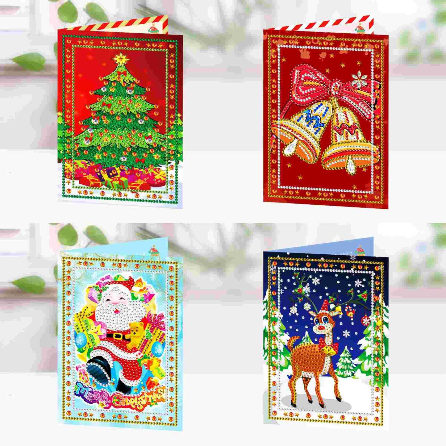 Diamond painting DIY polka dot diamond greeting card Christmas gift birthday card cross-border new handmade polka dot diamond Christmas sticker diamond greeting card