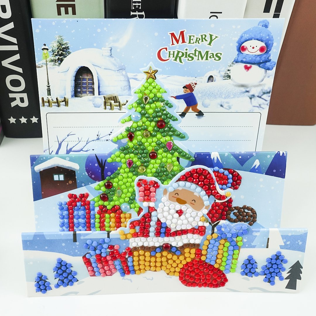Customized Christmas card with diamond artwork for children DIY handma