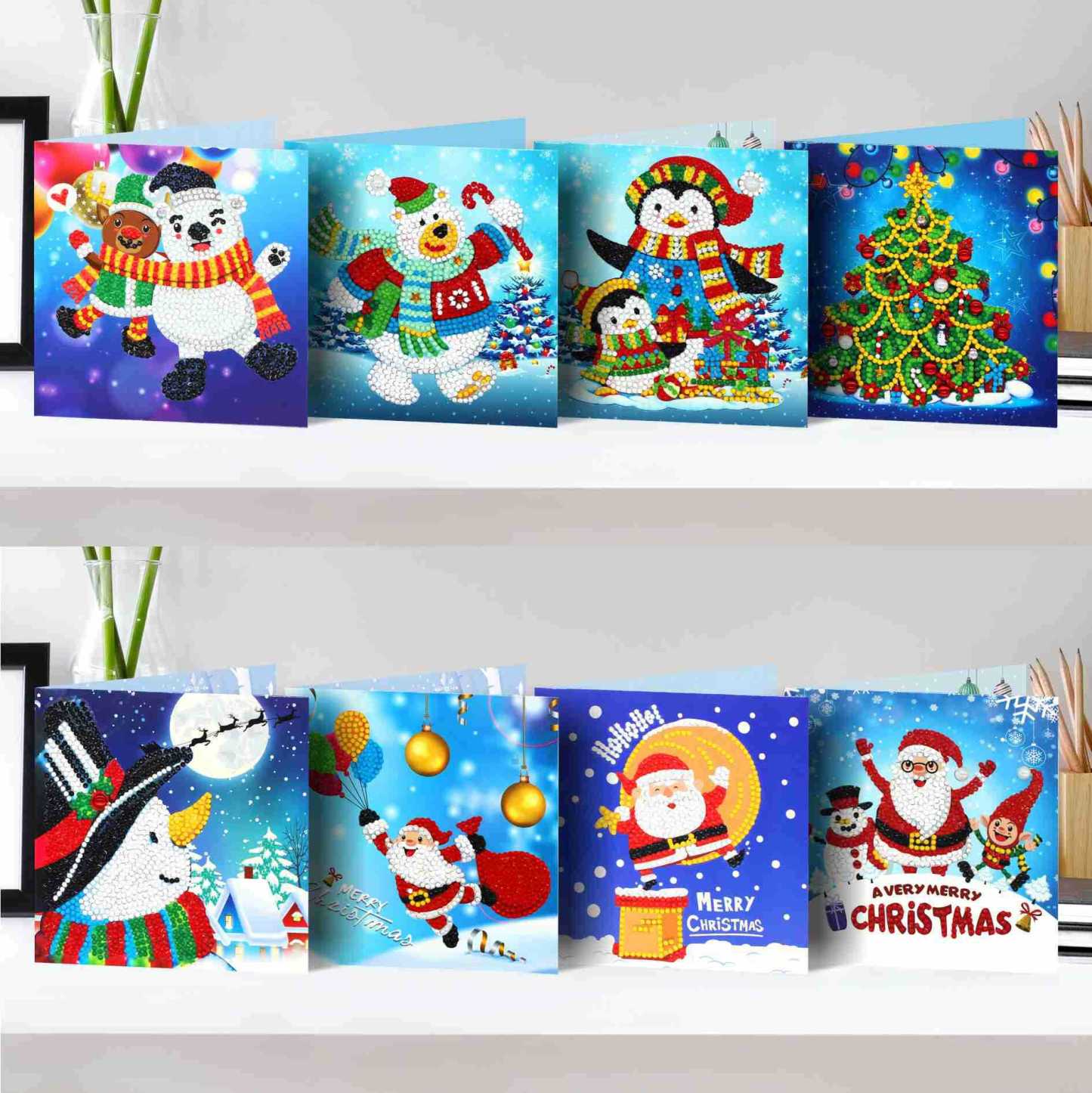 Diamond painting DIY polka dot diamond greeting card Christmas gift birthday card cross-border new handmade polka dot diamond Christmas sticker diamond greeting card
