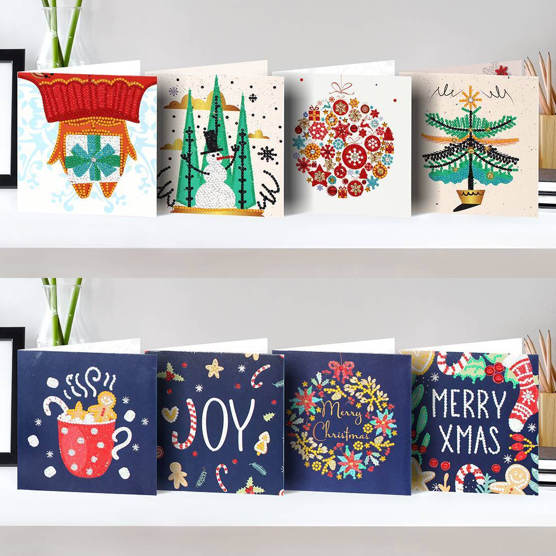 Diamond painting DIY polka dot diamond greeting card Christmas gift birthday card cross-border new handmade polka dot diamond Christmas sticker diamond greeting card