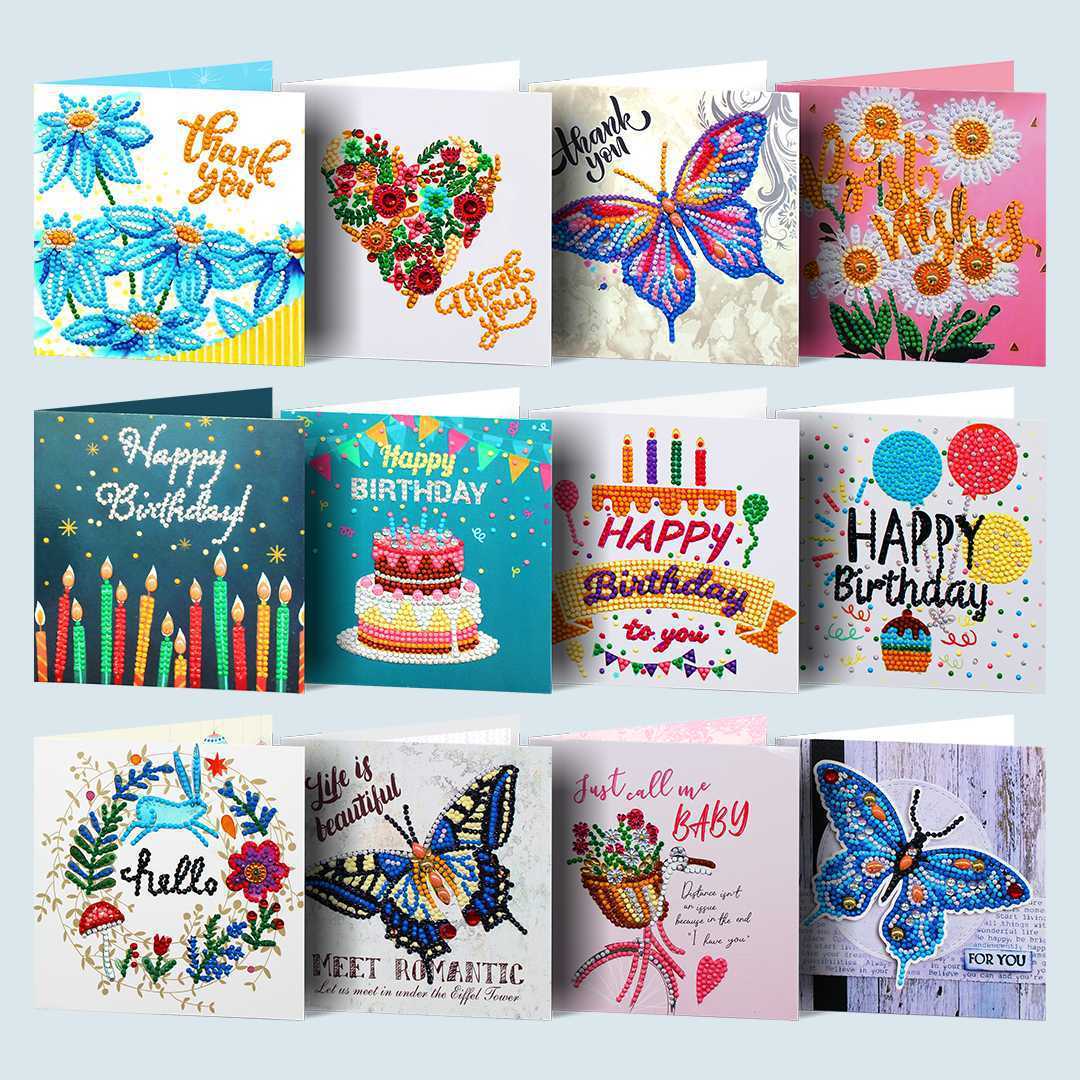 Diamond painting DIY polka dot diamond greeting card Christmas gift birthday card cross-border new handmade polka dot diamond Christmas sticker diamond greeting card