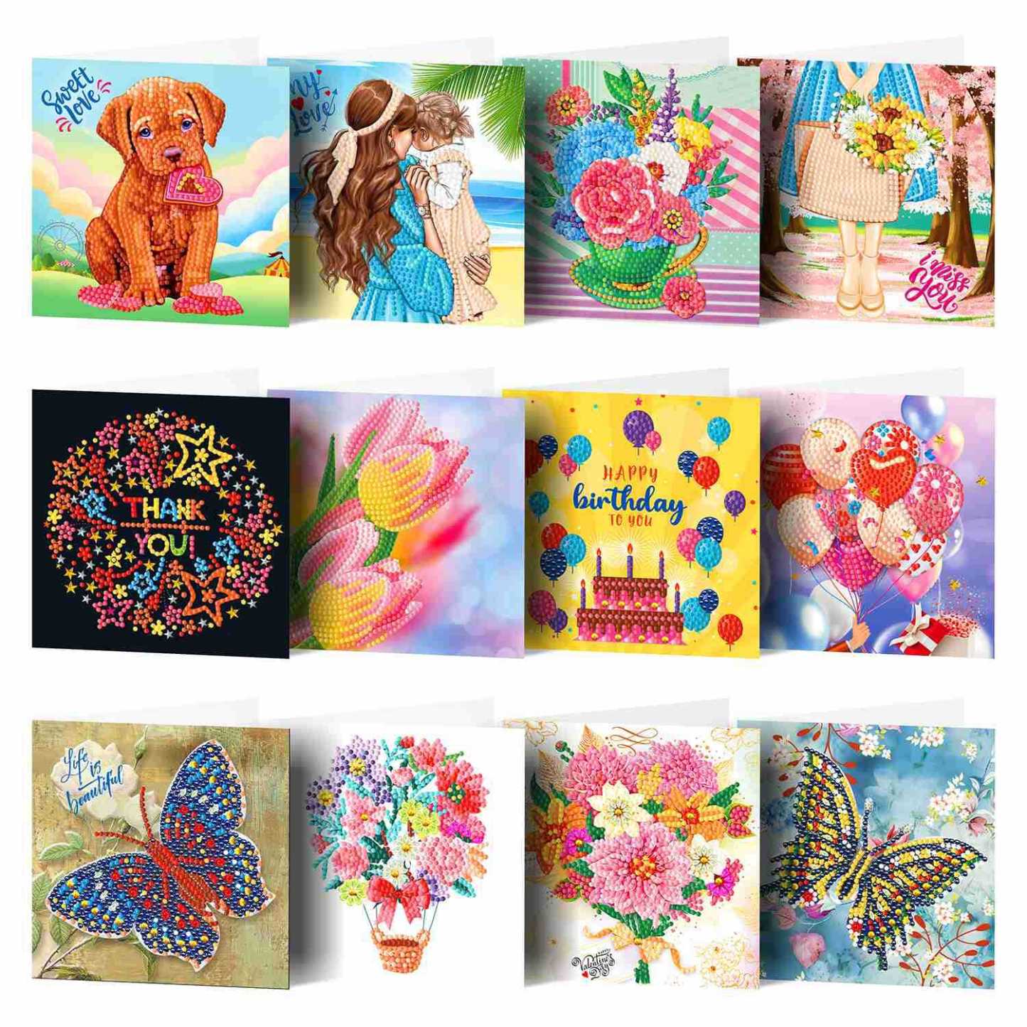 Diamond painting DIY polka dot diamond greeting card Christmas gift birthday card cross-border new handmade polka dot diamond Christmas sticker diamond greeting card