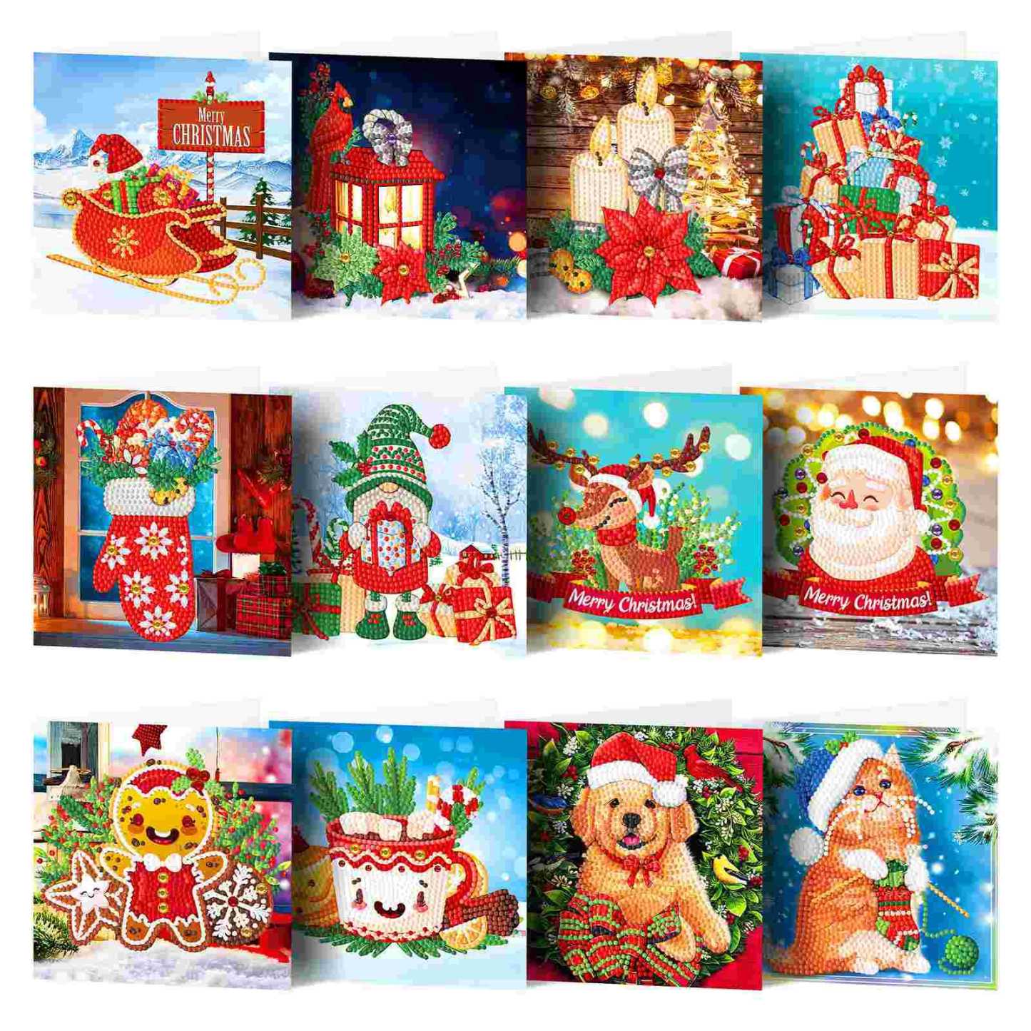 Diamond painting DIY polka dot diamond greeting card Christmas gift birthday card cross-border new handmade polka dot diamond Christmas sticker diamond greeting card