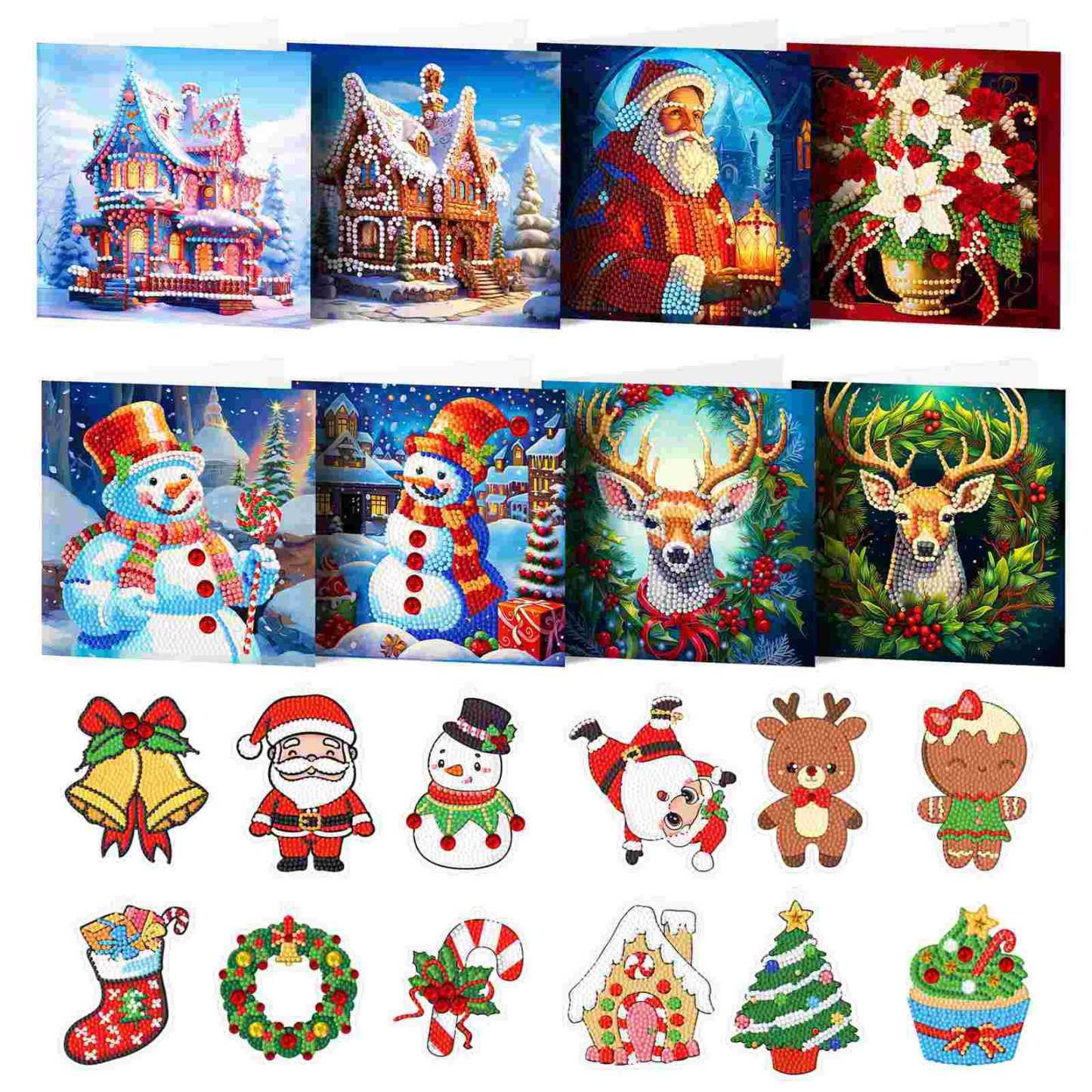 Diamond painting DIY polka dot diamond greeting card Christmas gift birthday card cross-border new handmade polka dot diamond Christmas sticker diamond greeting card