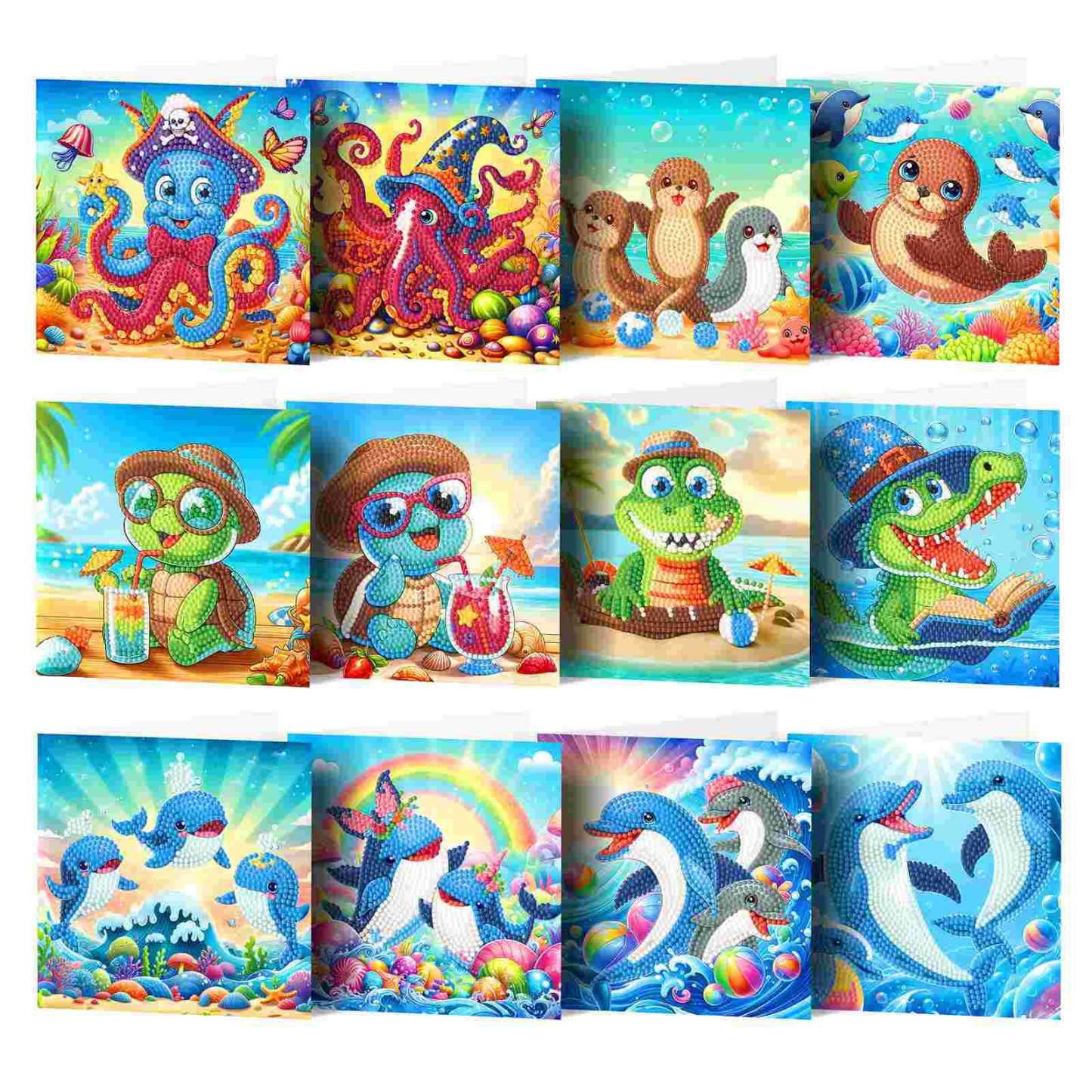 Diamond painting DIY polka dot diamond greeting card Christmas gift birthday card cross-border new handmade polka dot diamond Christmas sticker diamond greeting card