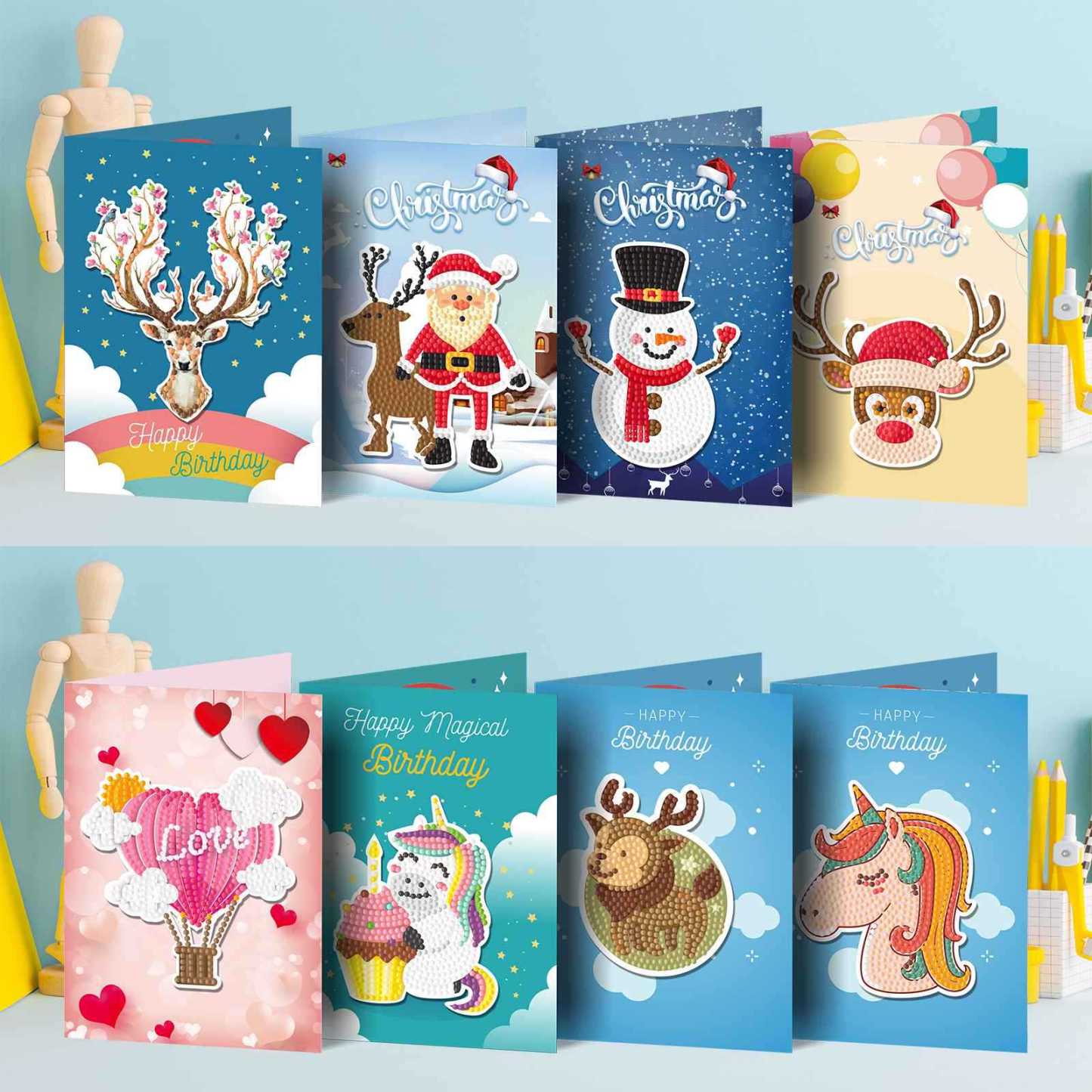 Diamond painting DIY polka dot diamond greeting card Christmas gift birthday card cross-border new handmade polka dot diamond Christmas sticker diamond greeting card