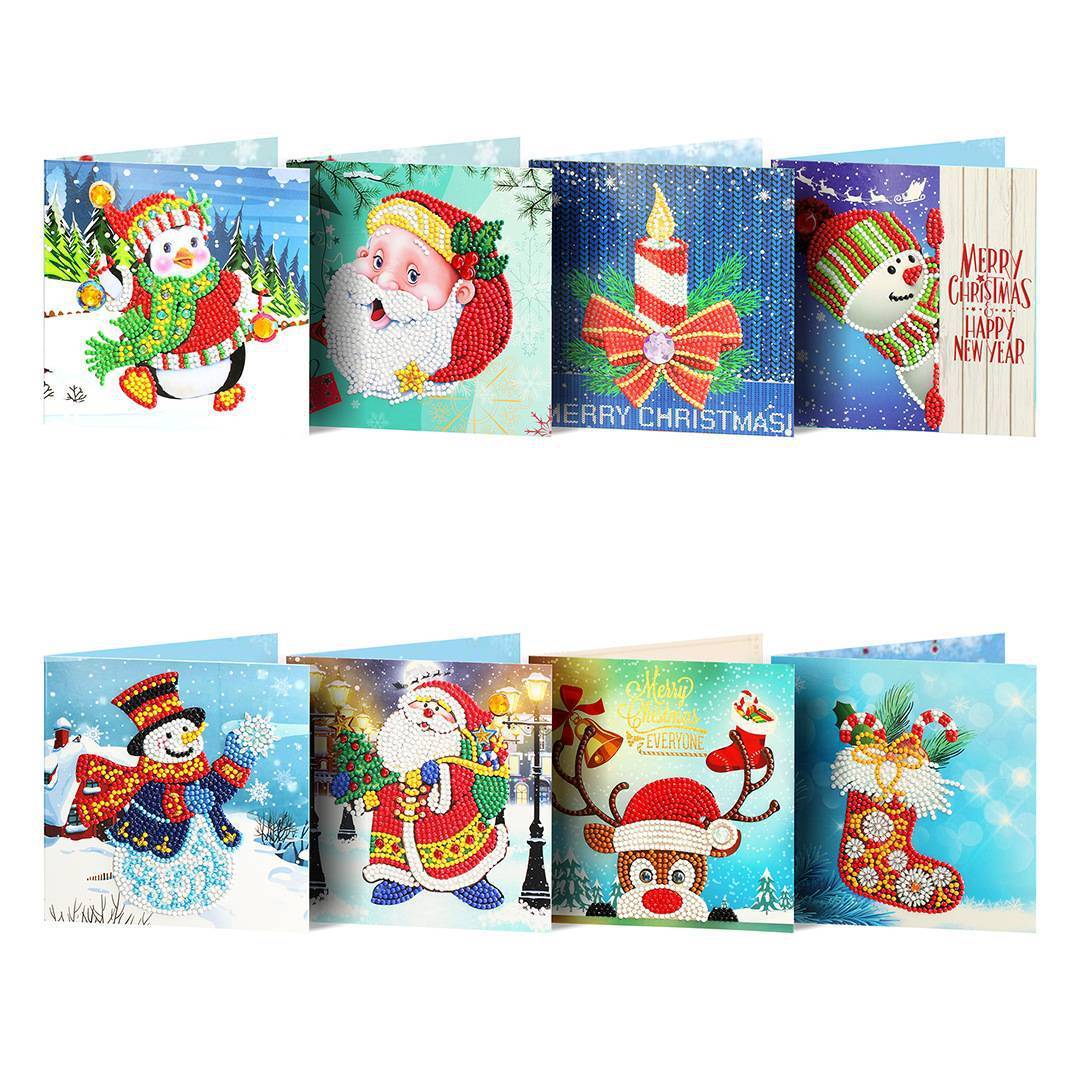 Diamond painting DIY polka dot diamond greeting card Christmas gift birthday card cross-border new handmade polka dot diamond Christmas sticker diamond greeting card