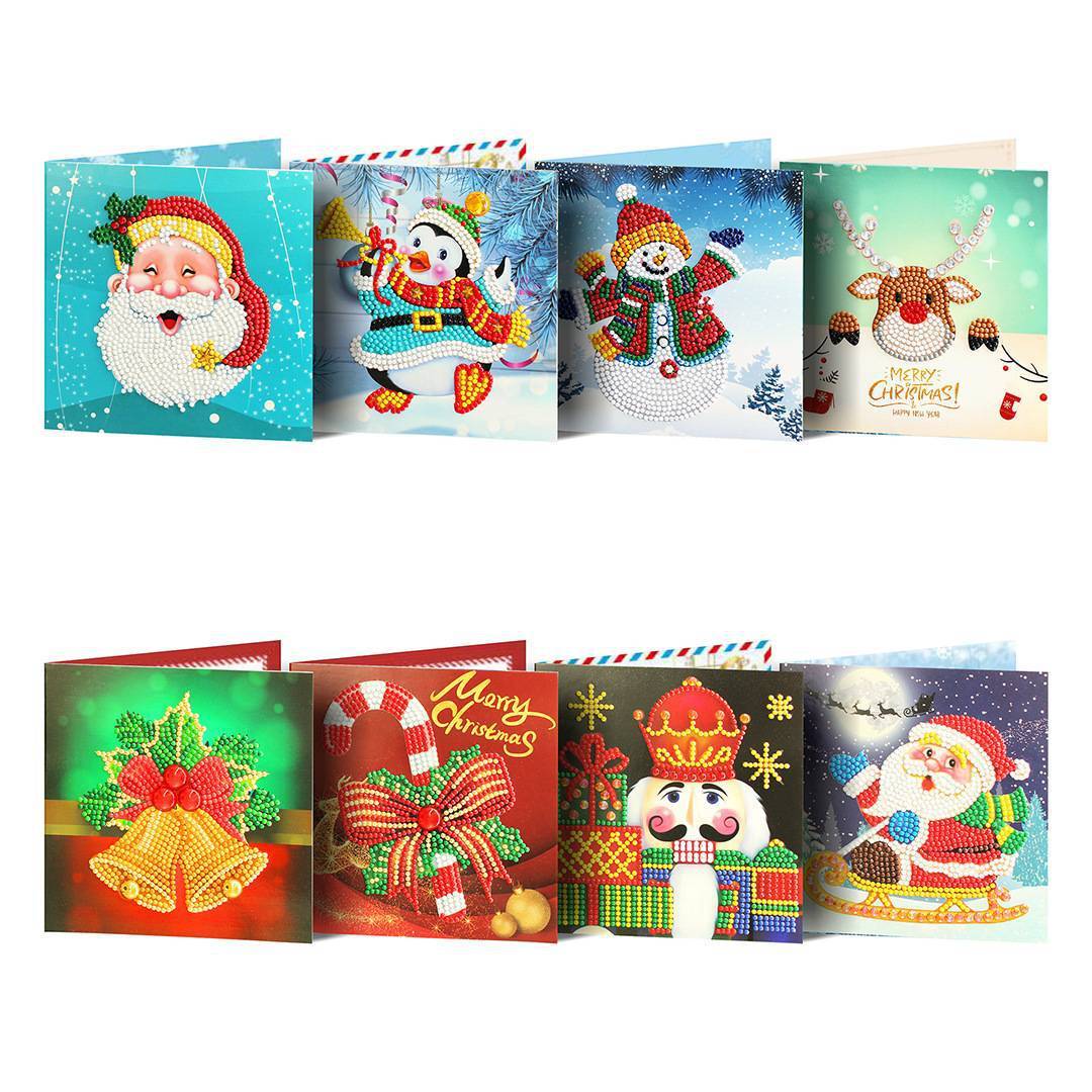 Diamond painting DIY polka dot diamond greeting card Christmas gift birthday card cross-border new handmade polka dot diamond Christmas sticker diamond greeting card