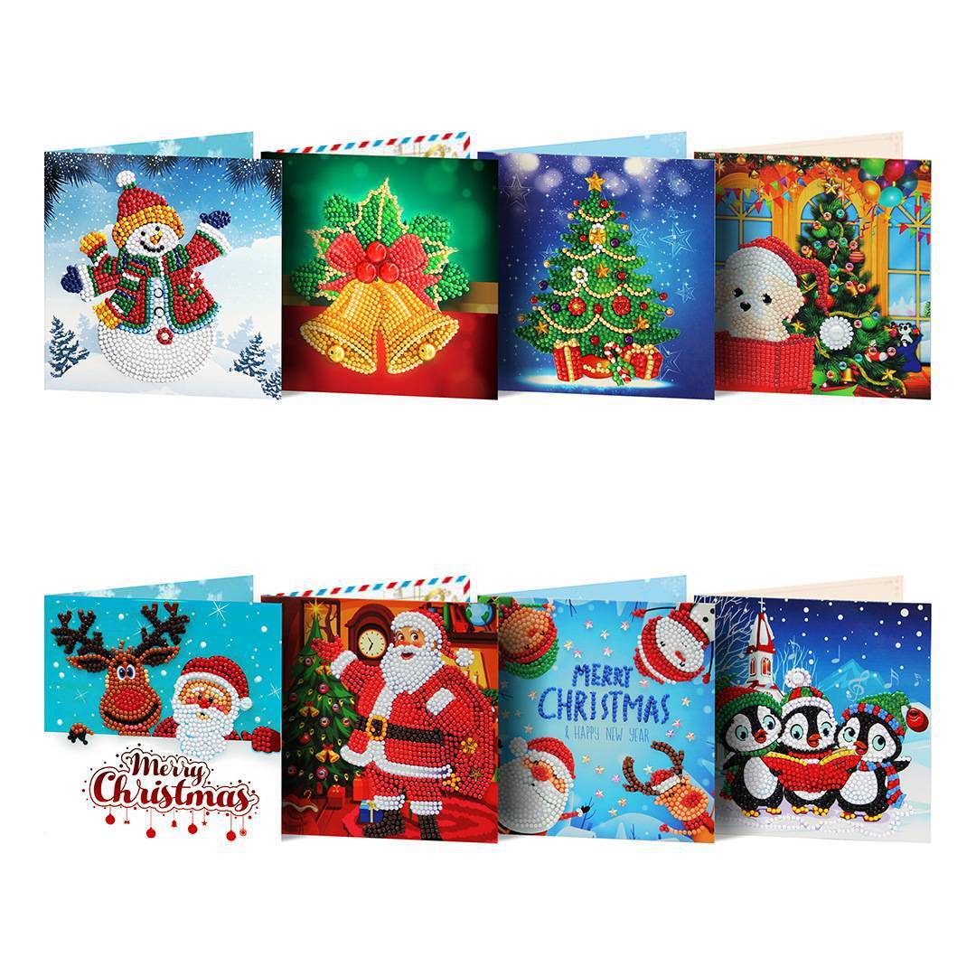 Diamond painting DIY polka dot diamond greeting card Christmas gift birthday card cross-border new handmade polka dot diamond Christmas sticker diamond greeting card