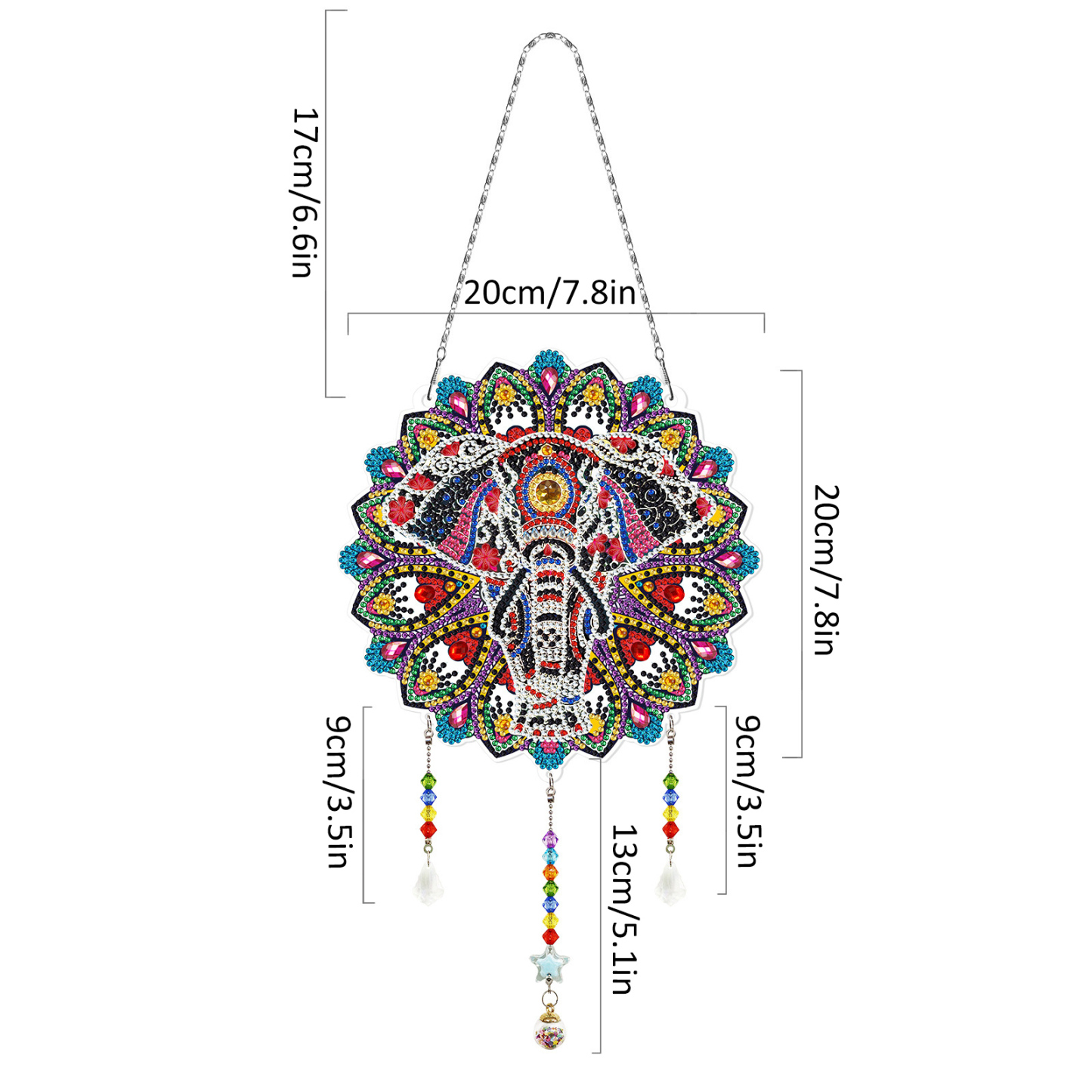 Diamond painting, wind chime decoration, diamond painting, DIY living room decoration painting, Christmas with tassels