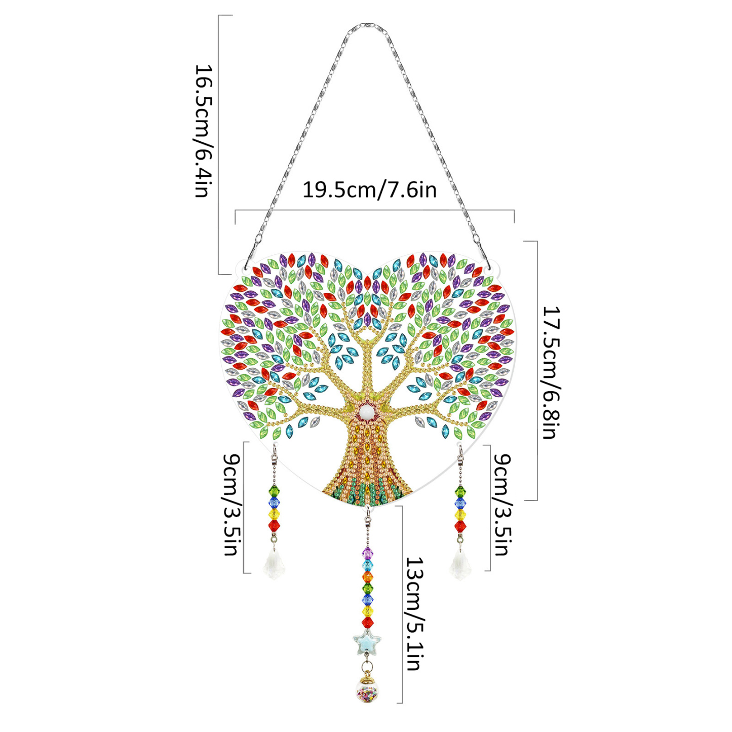 Diamond painting, wind chime decoration, diamond painting, DIY living room decoration painting, Christmas with tassels