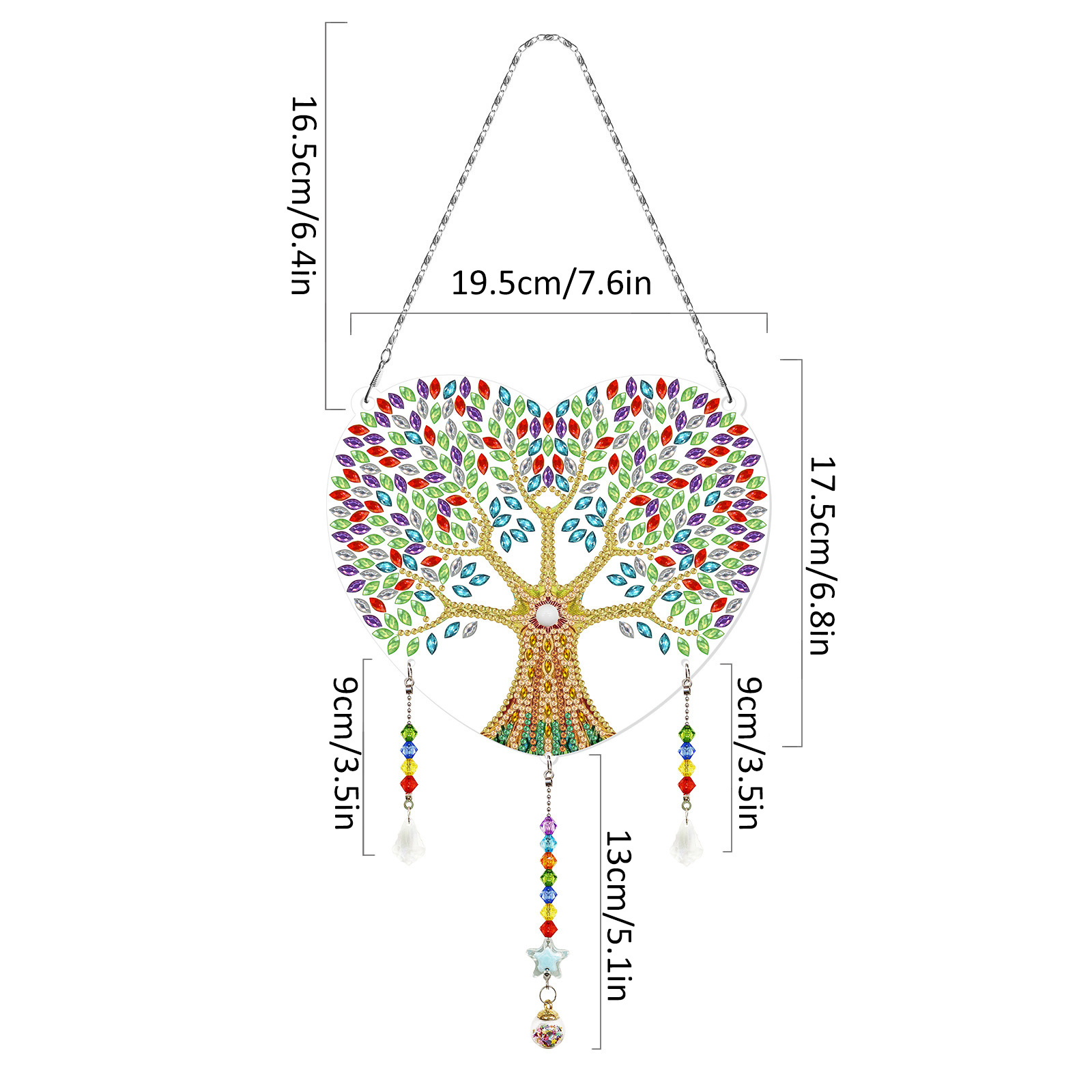 Diamond painting, wind chime decoration, diamond painting, DIY living room decoration painting, Christmas with tassels