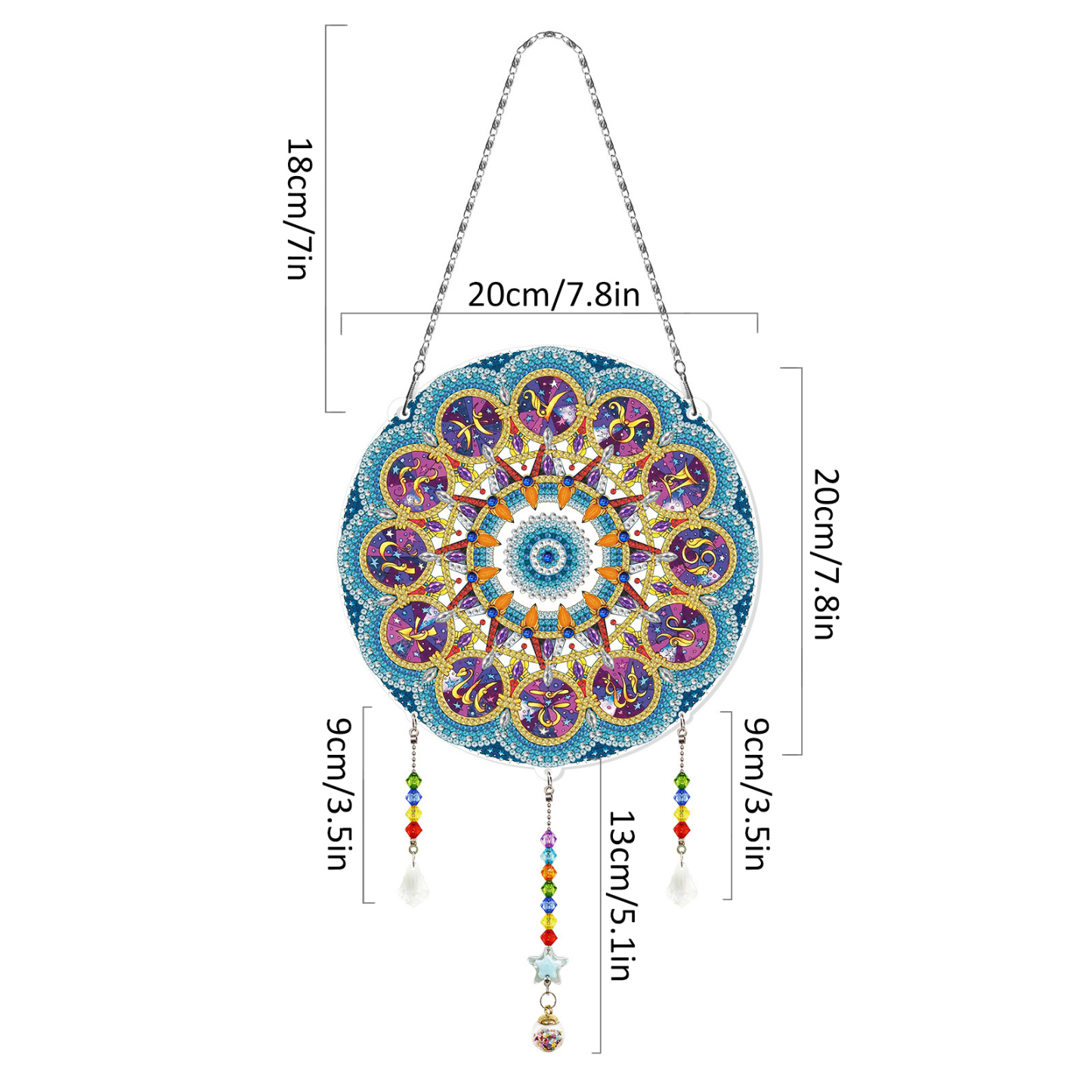 Diamond painting, wind chime decoration, diamond painting, DIY living room decoration painting, Christmas with tassels