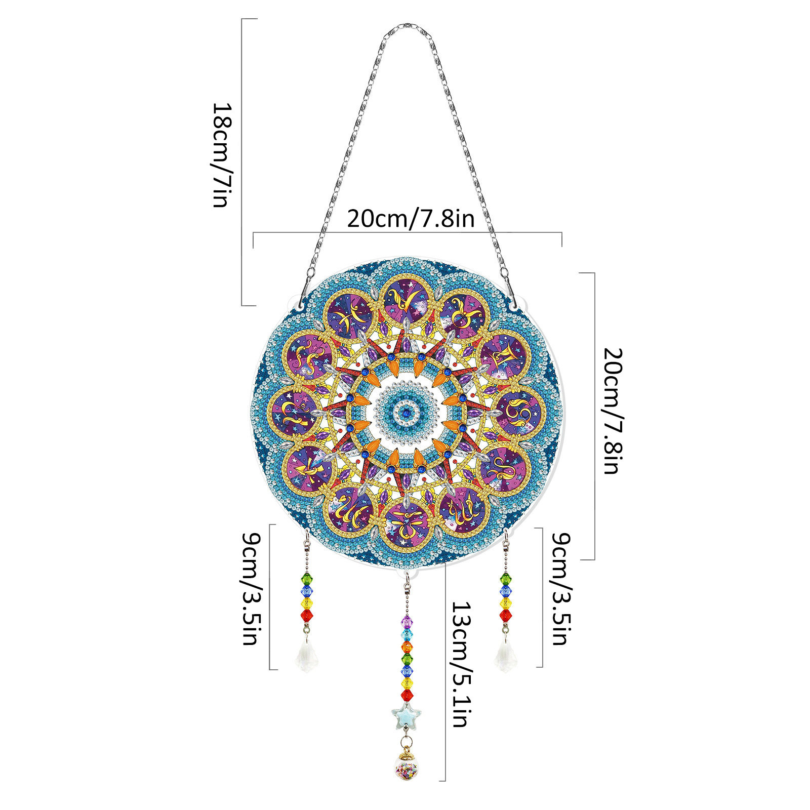 Diamond painting, wind chime decoration, diamond painting, DIY living room decoration painting, Christmas with tassels