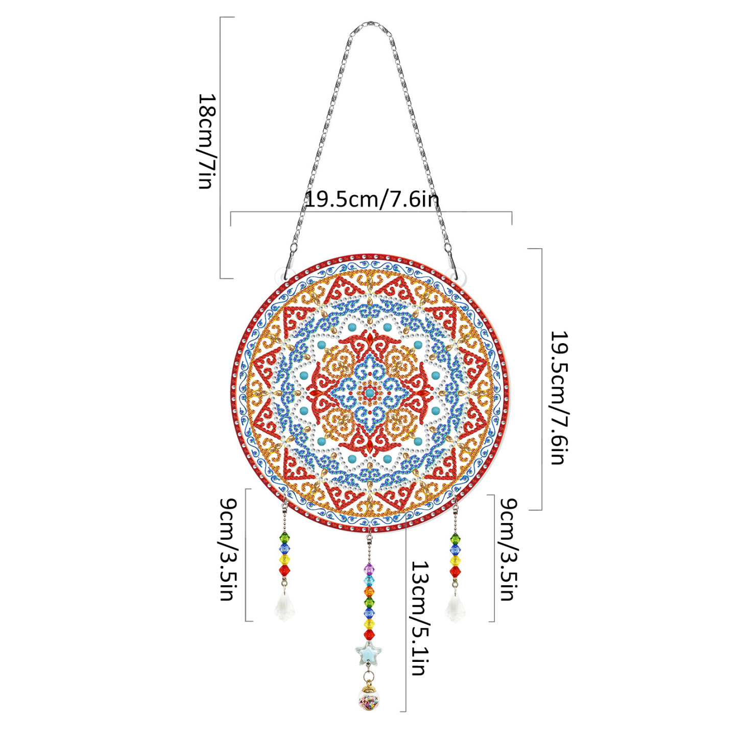 Diamond painting, wind chime decoration, diamond painting, DIY living room decoration painting, Christmas with tassels