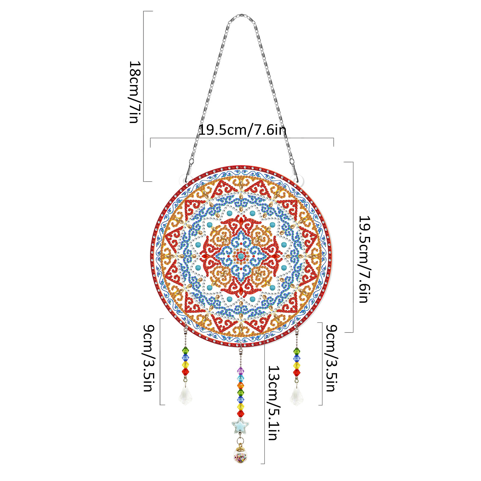 Diamond painting, wind chime decoration, diamond painting, DIY living room decoration painting, Christmas with tassels