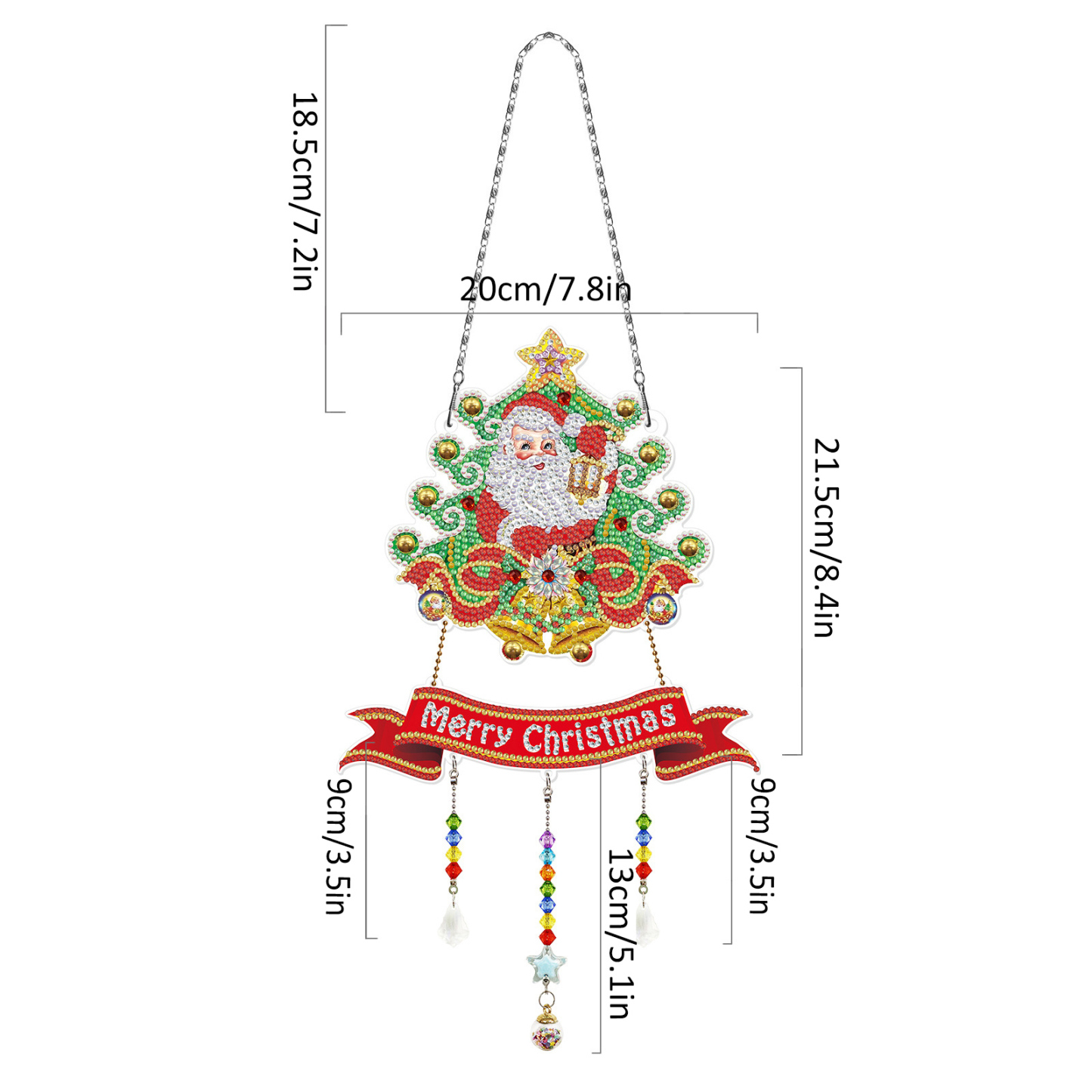 Diamond painting, wind chime decoration, diamond painting, DIY living room decoration painting, Christmas with tassels