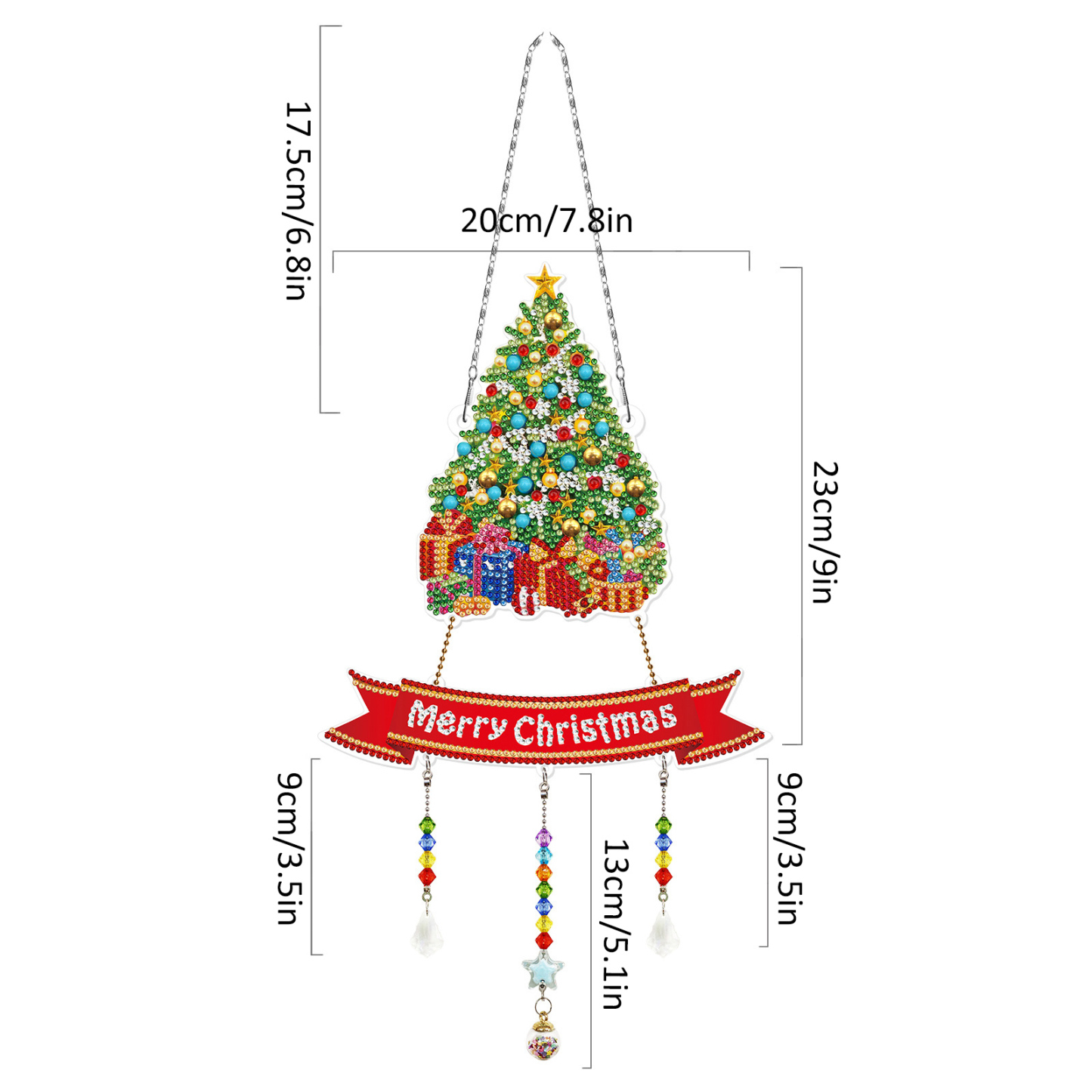 Diamond painting, wind chime decoration, diamond painting, DIY living room decoration painting, Christmas with tassels