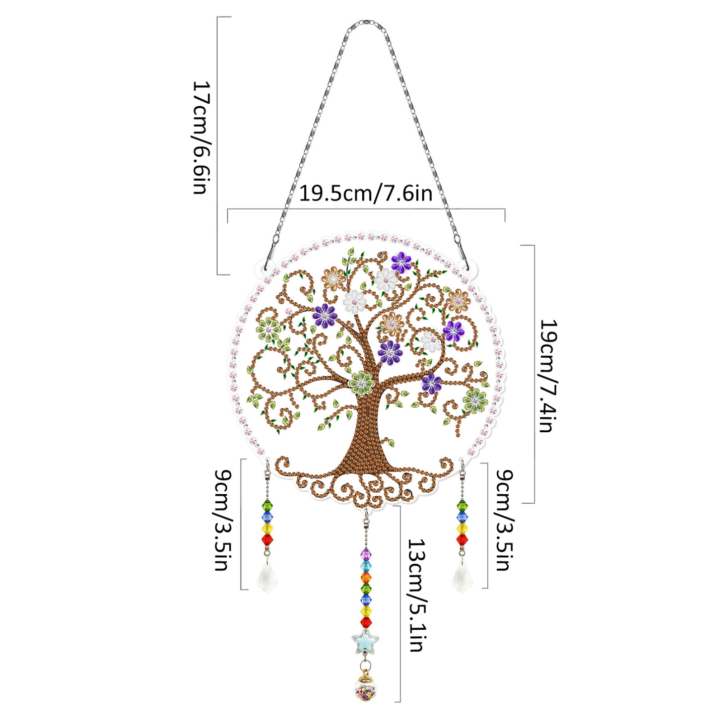 Diamond painting, wind chime decoration, diamond painting, DIY living room decoration painting, Christmas with tassels