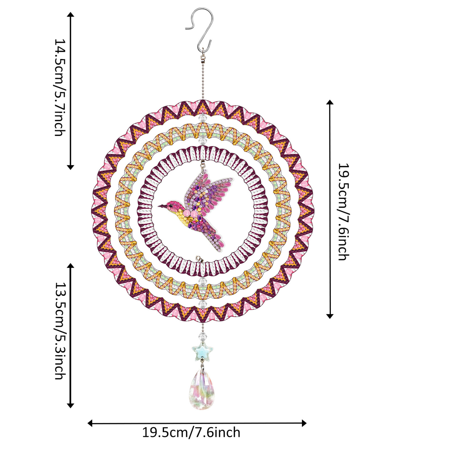 New diamond painting DIY brand wind chime double-sided dot diamond PET creative rotatable cartoon pendant can be wholesale