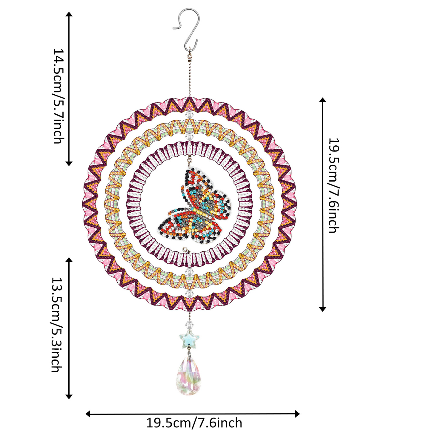 New diamond painting DIY brand wind chime double-sided dot diamond PET creative rotatable cartoon pendant can be wholesale