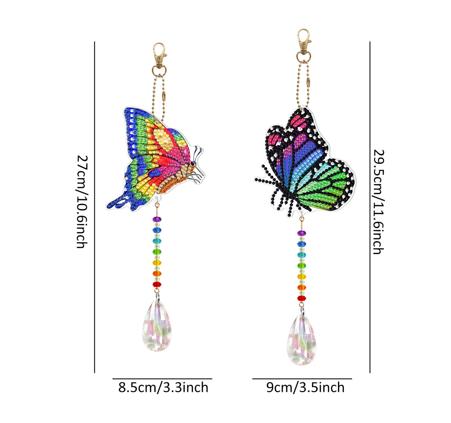Diamond painting double-sided pendant DIY handmade diamond keychain wi