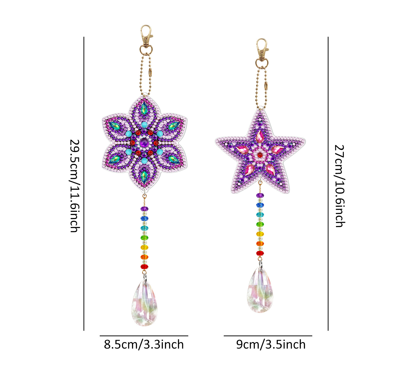 Diamond painting double-sided pendant DIY handmade diamond keychain wind chime cross-border decoration painting
