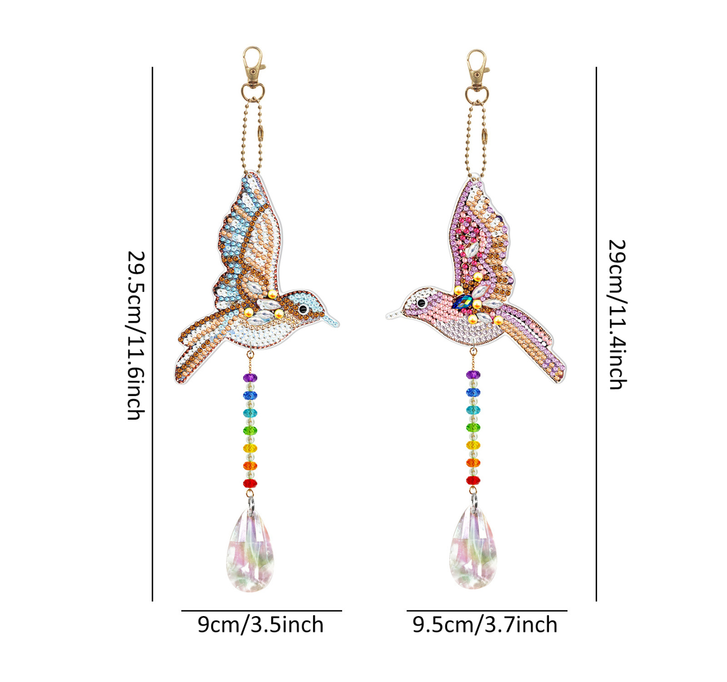 Diamond painting double-sided pendant DIY handmade diamond keychain wind chime cross-border decoration painting