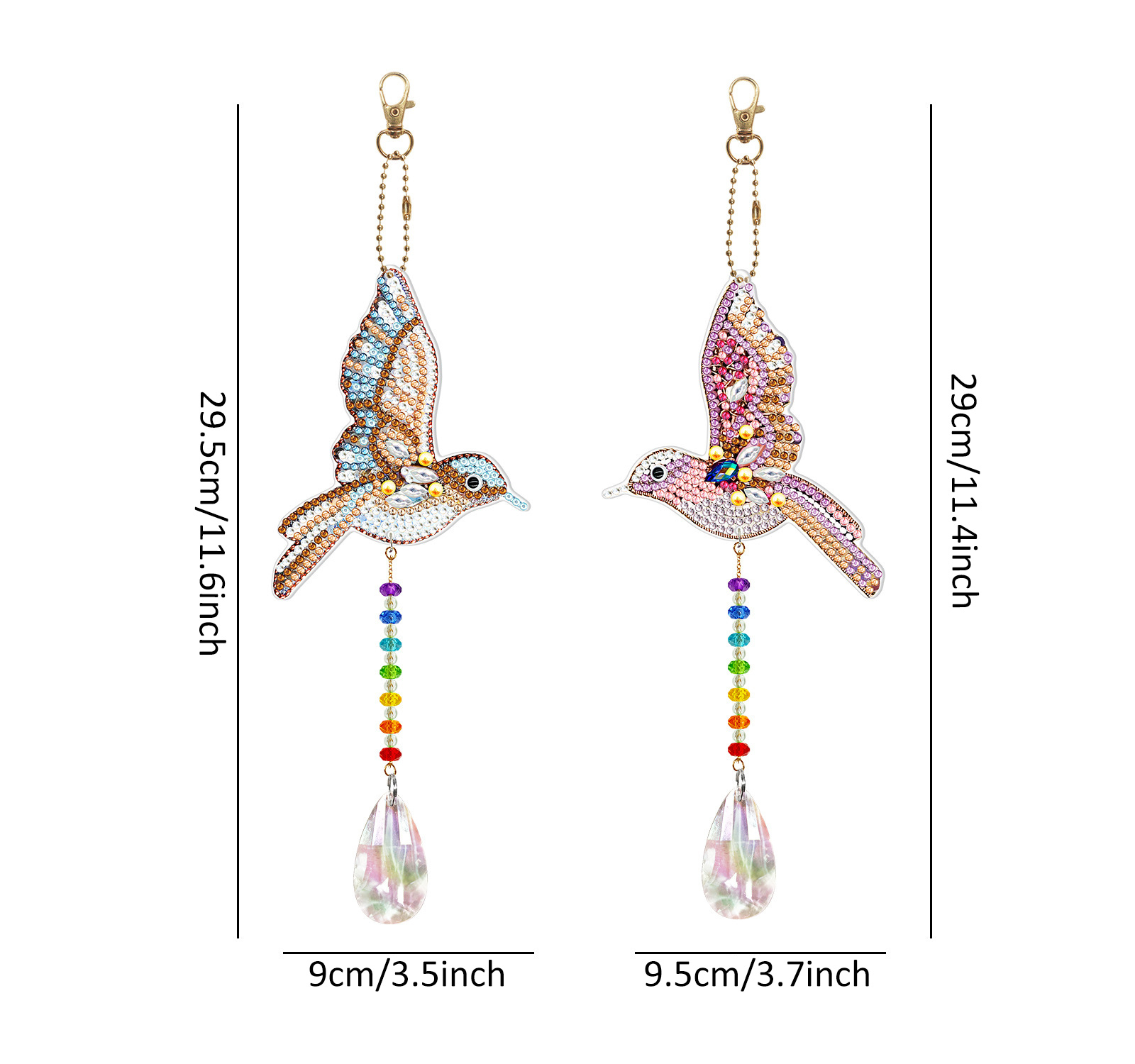 Diamond painting double-sided pendant DIY handmade diamond keychain wind chime cross-border decoration painting